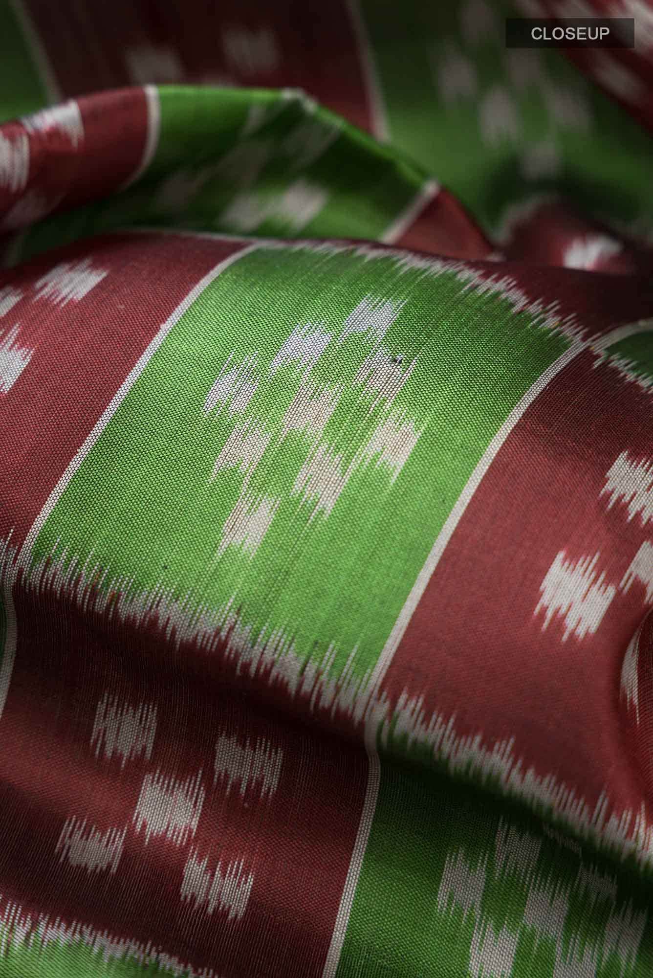 Green Orissa Silk Saree - Image 8