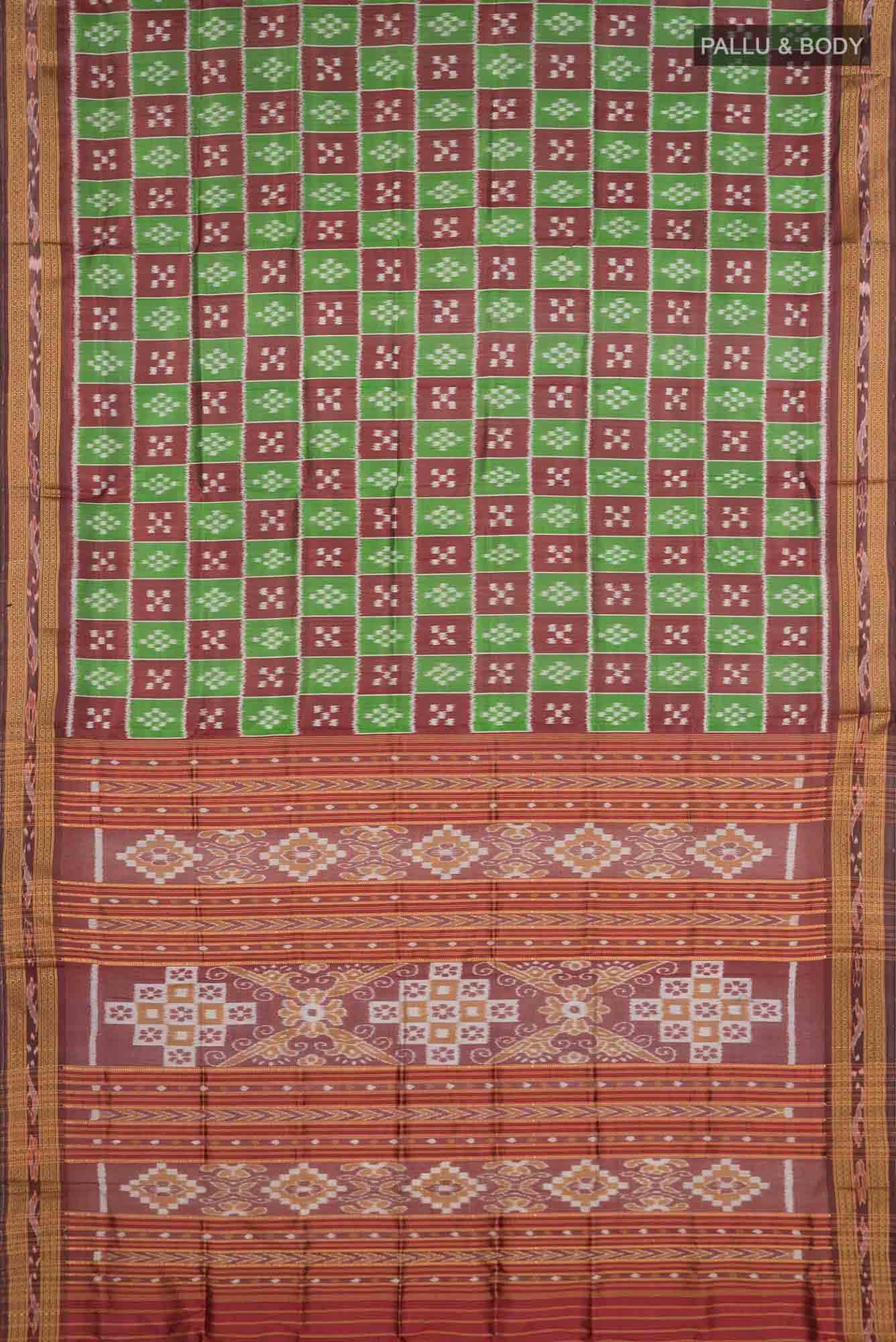 Green Orissa Silk Saree - Image 9