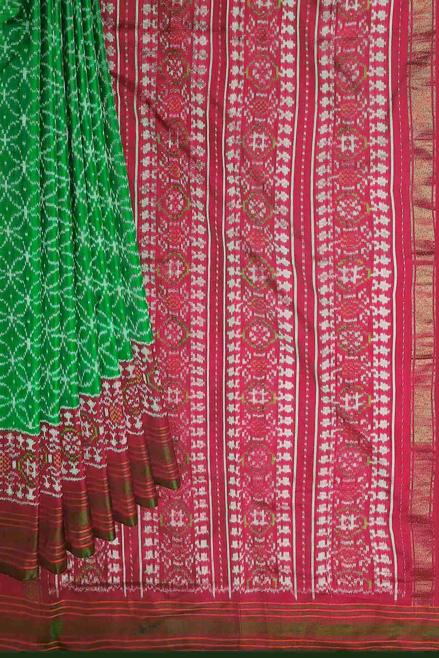 Green Orissa Silk Saree - Image 6