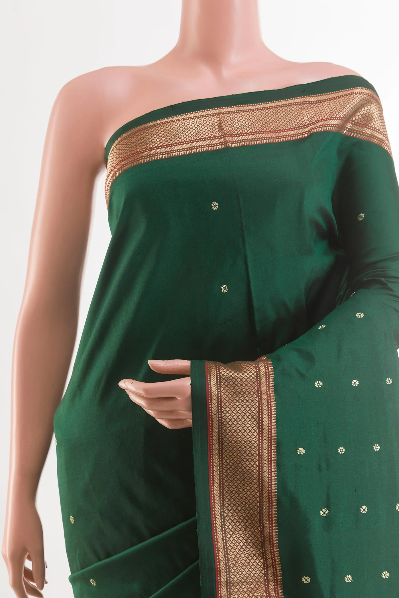 Bottle Green Paithani Silk Saree - Image 2