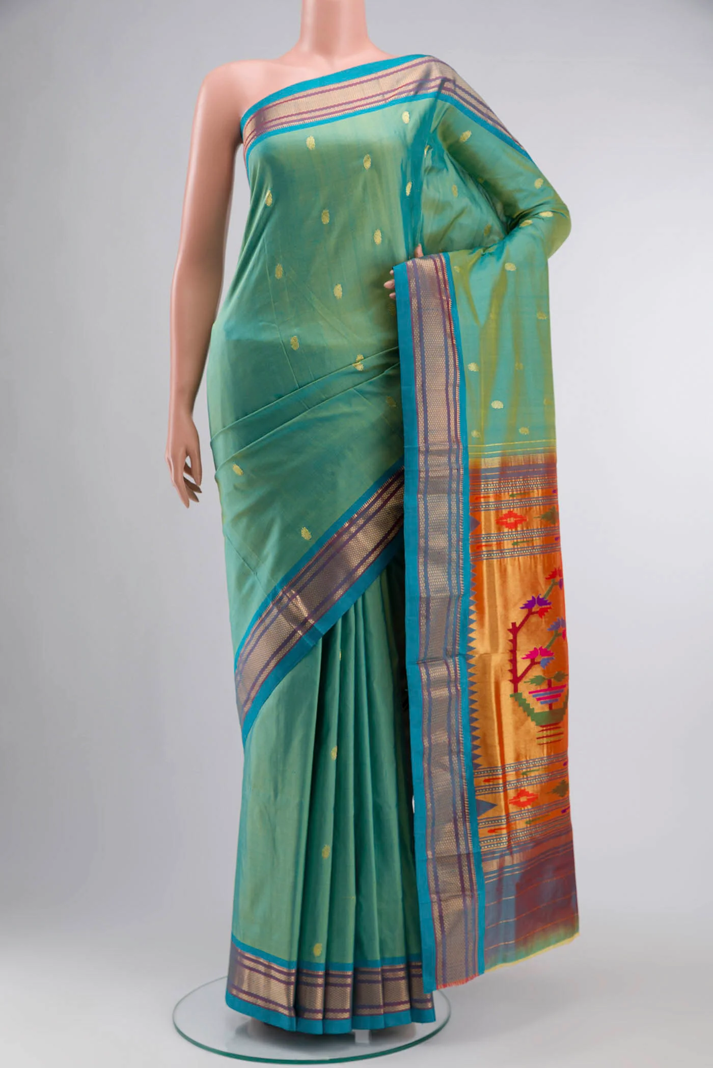 Green Paithani Silk Saree