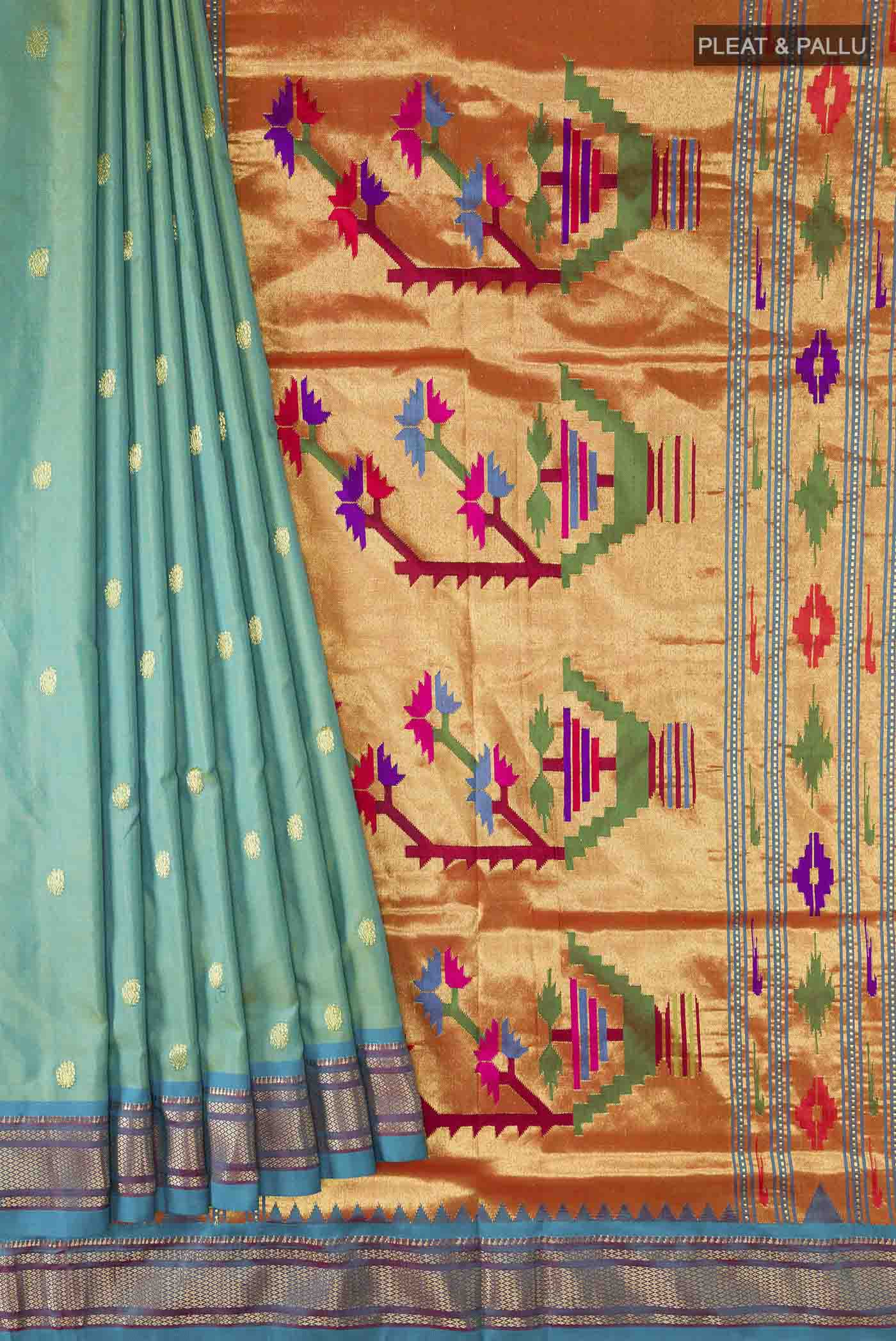 Green Paithani Silk Saree - Image 4
