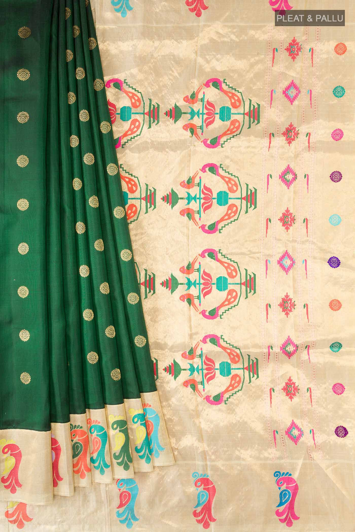 Green Paithani Silk Saree - Image 4
