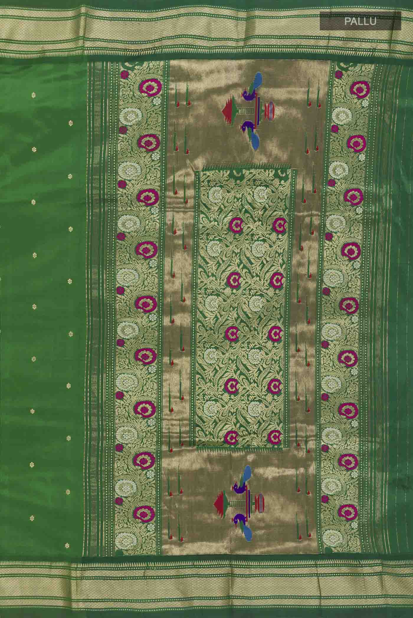Green Paithani Silk Saree - Image 7