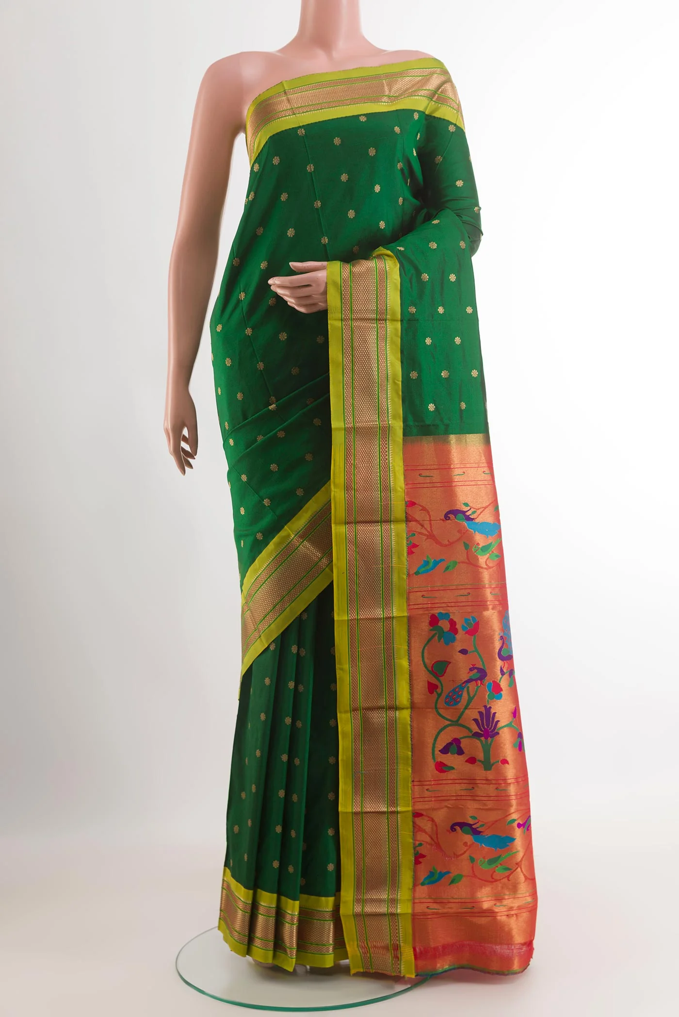 Green Paithani Silk Saree