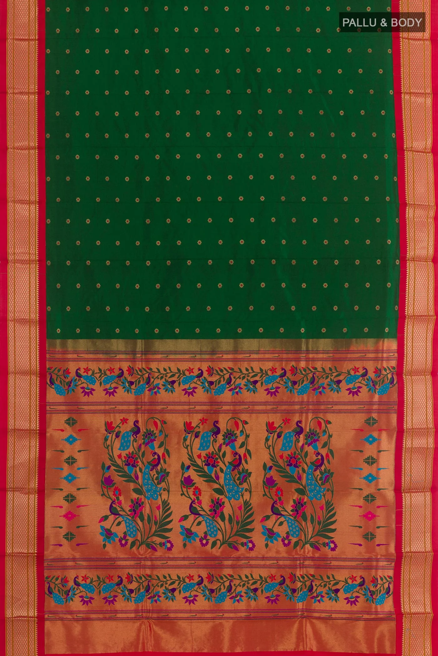 Green Paithani Silk Saree - Image 3