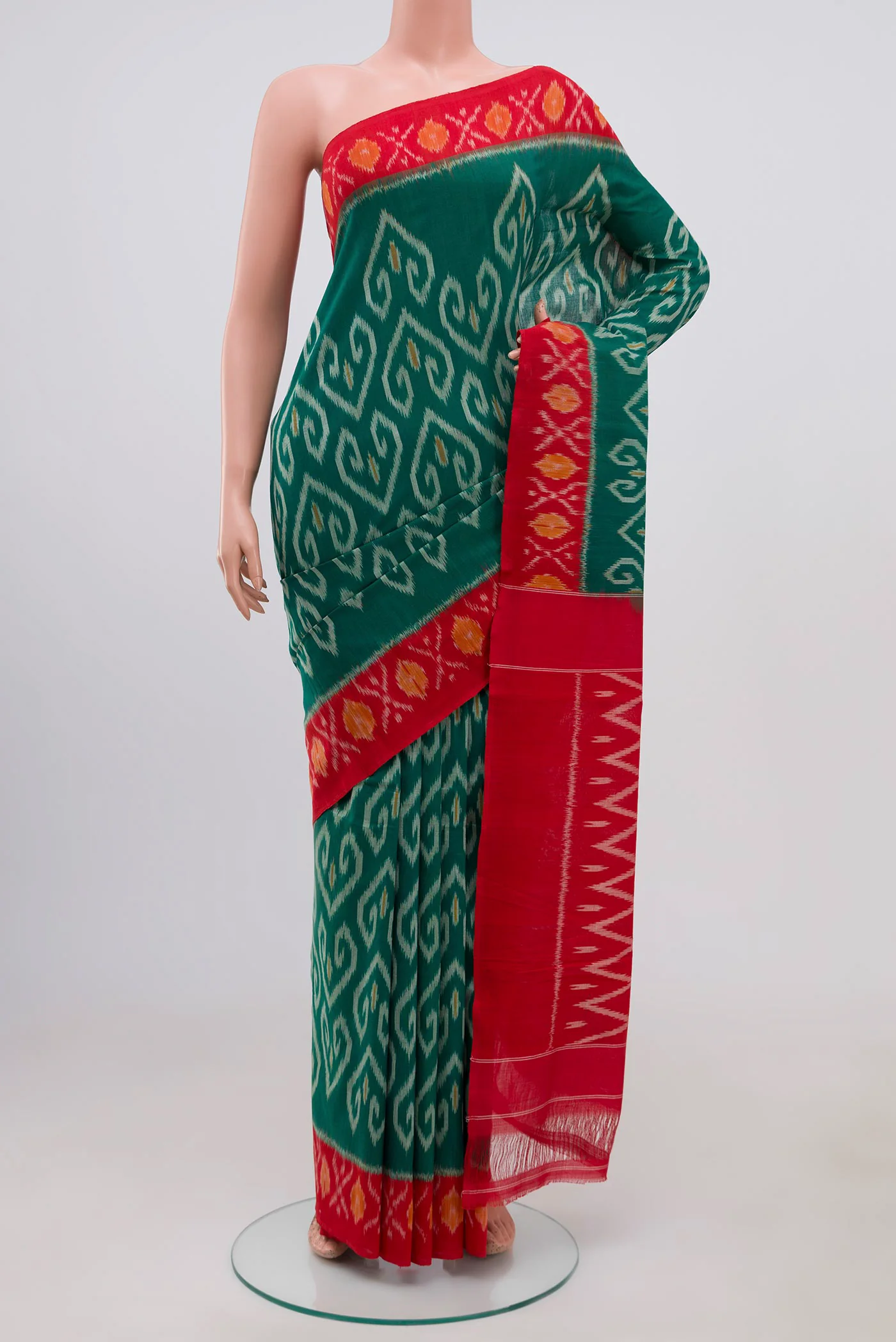 Green Pochampally Cotton Saree