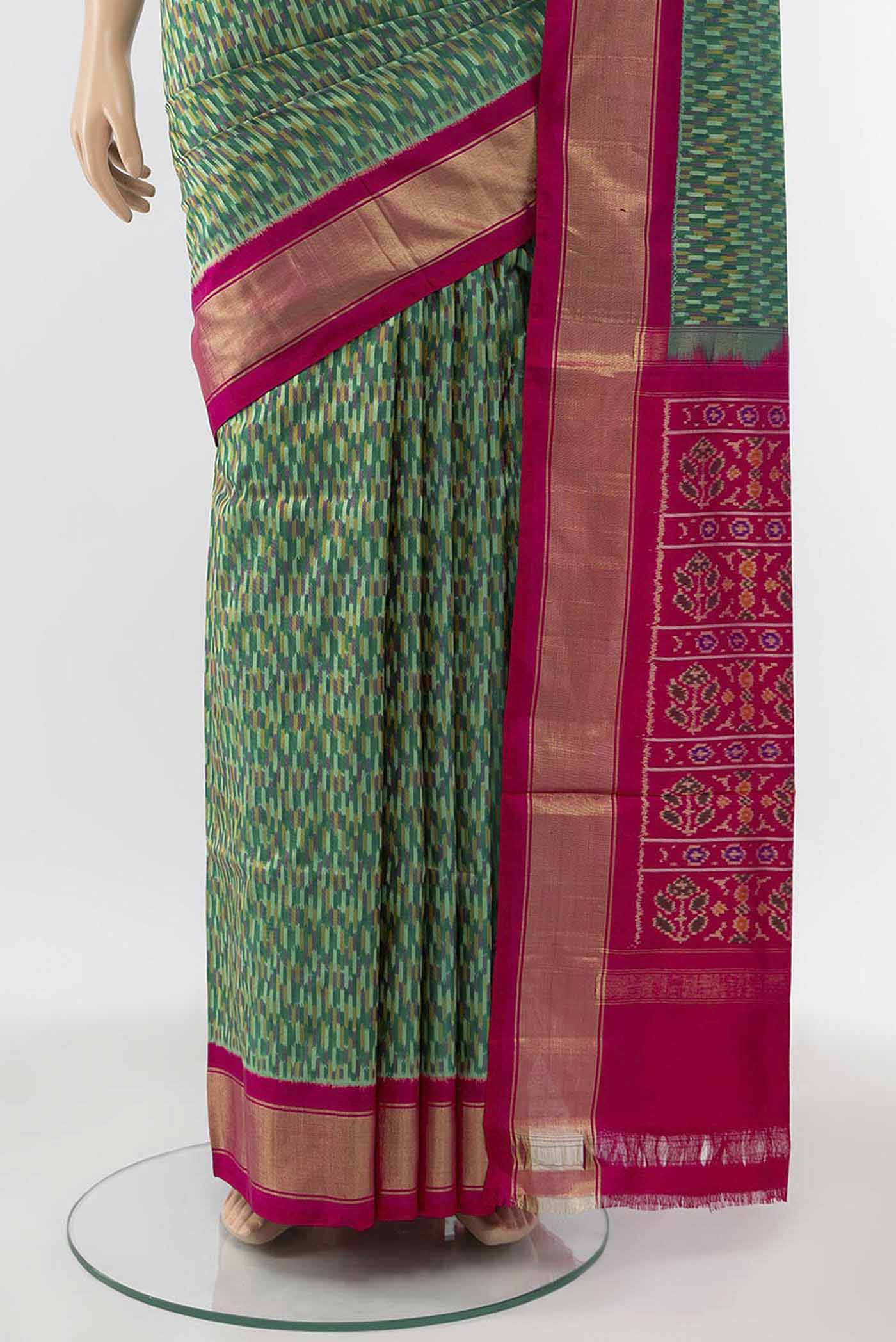 Green Pochampally Silk Saree - Image 3
