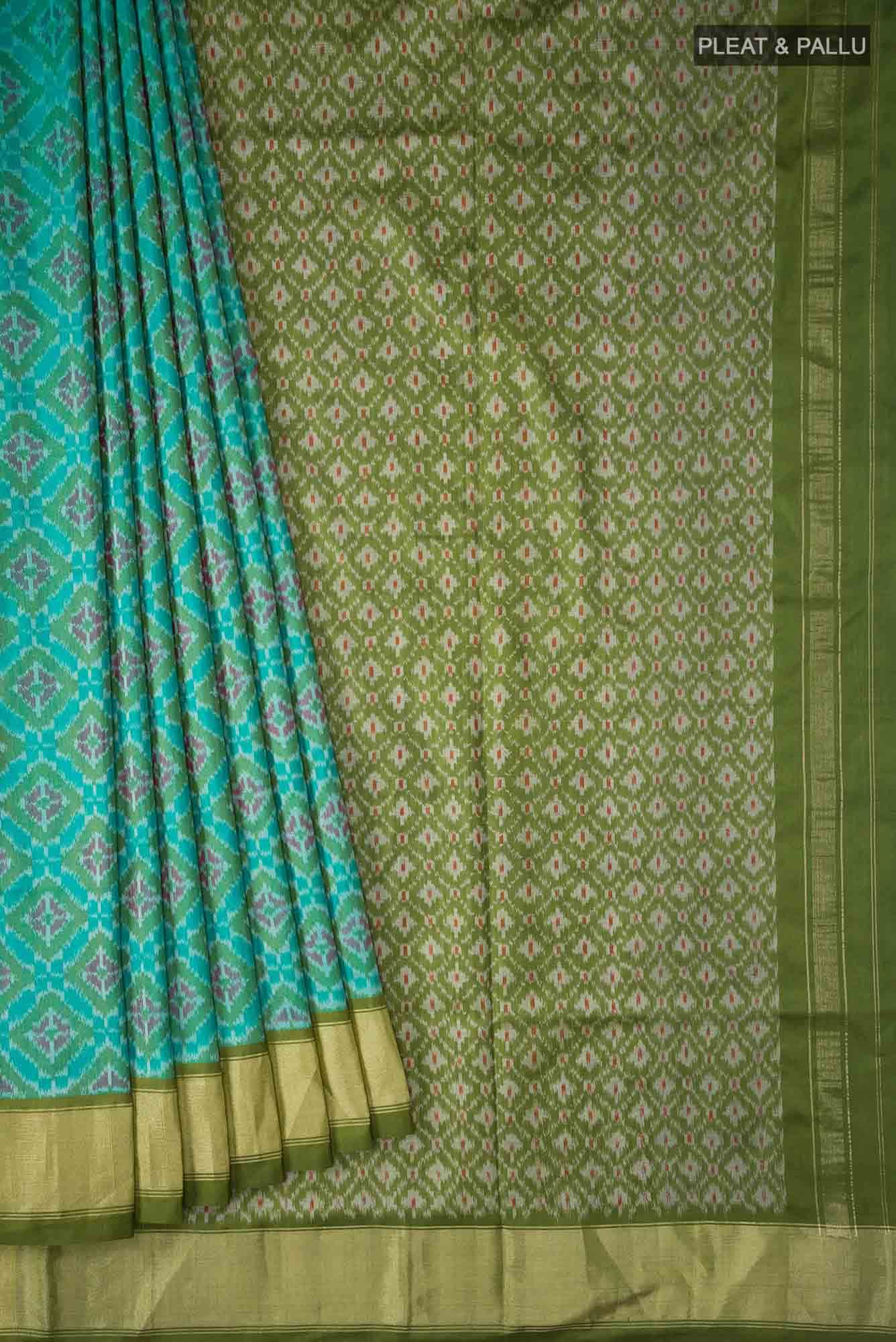 Green Pochampally Silk Saree - Image 2
