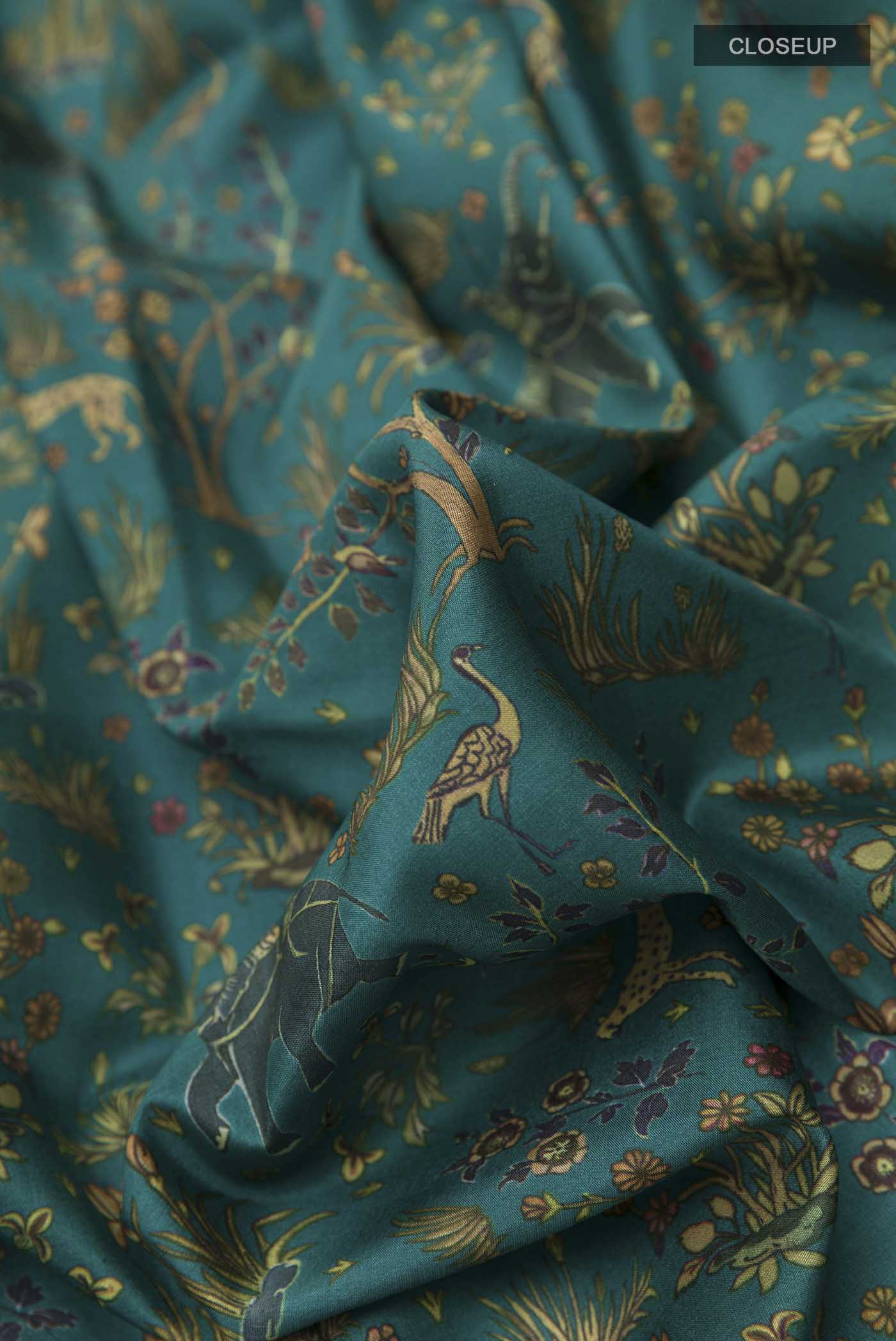 Green Printed Silk Saree - Image 2