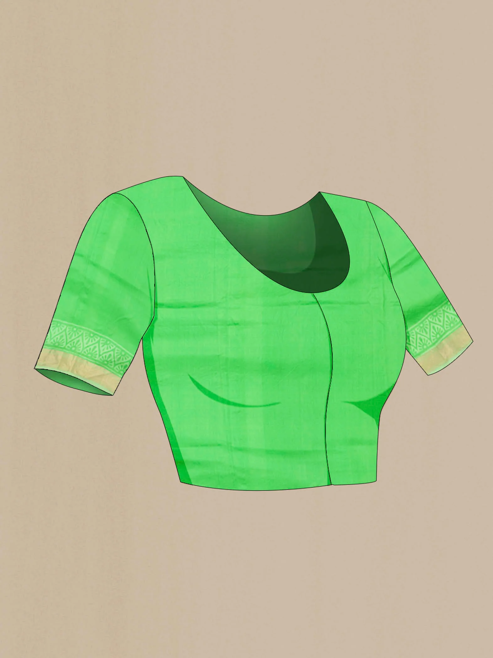 Green Printed Silk Saree - Image 4