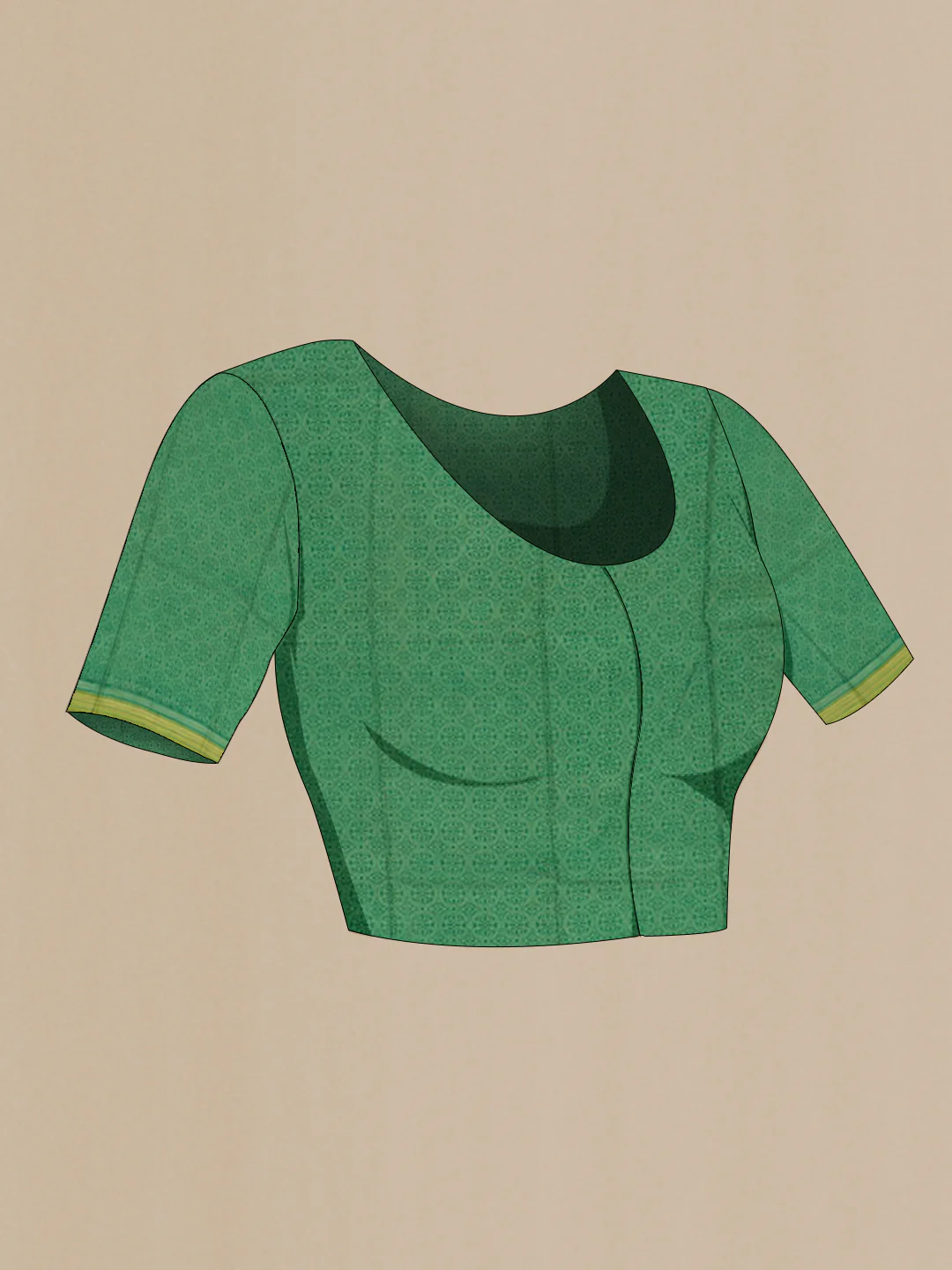 Green Printed Silk Saree - Image 4