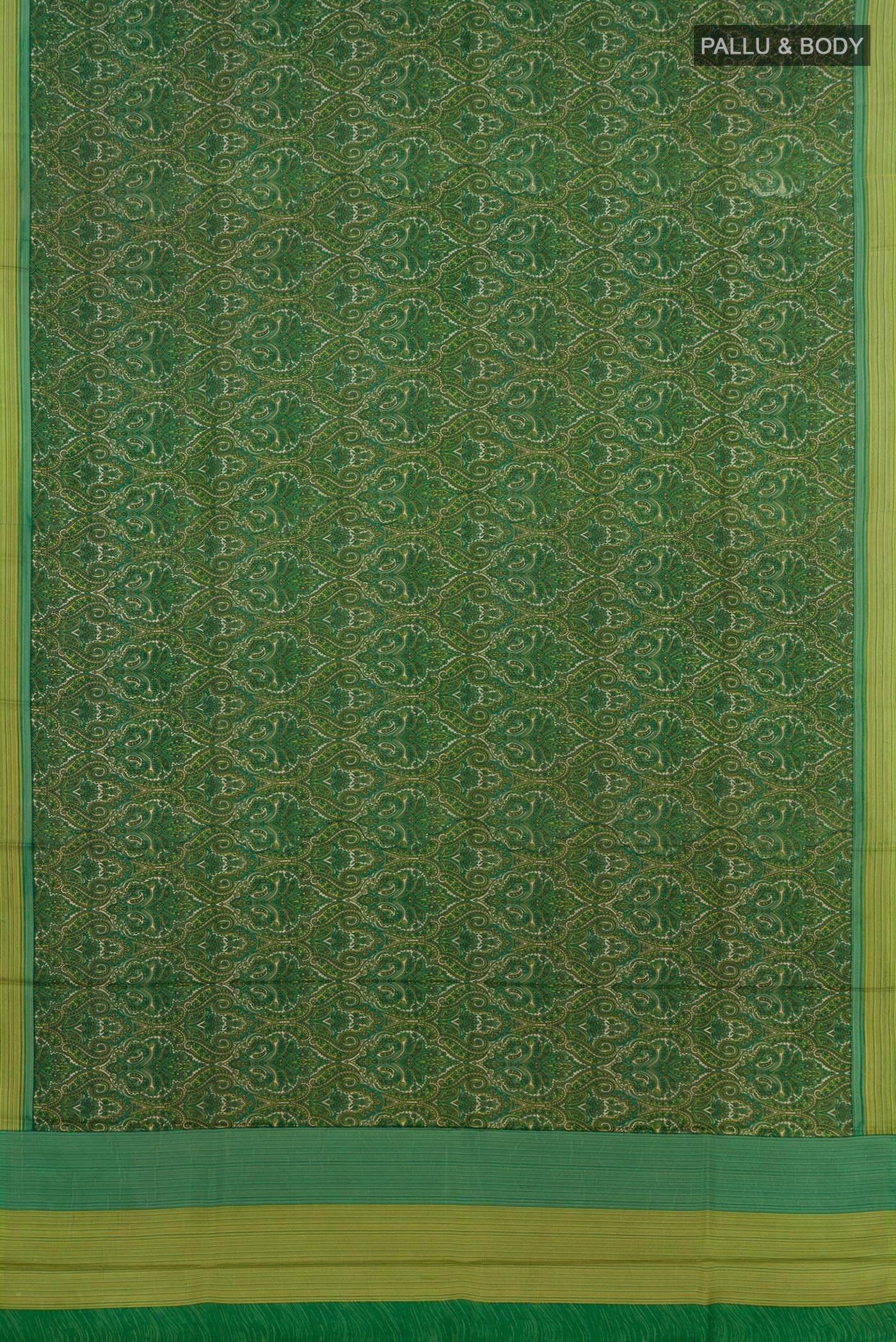 Green Printed Silk Saree - Image 5