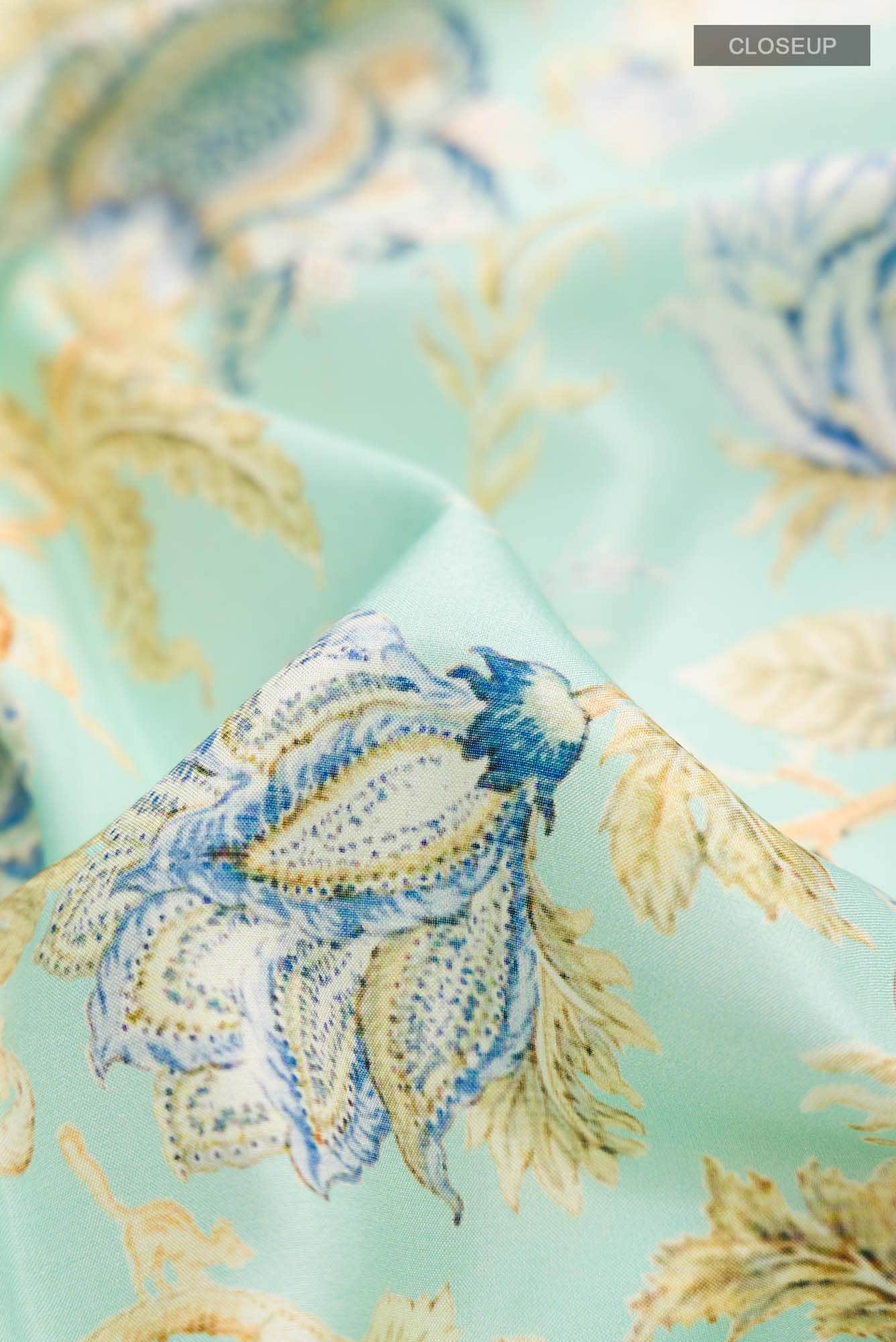 Light Blue Printed Silk Saree - Image 3
