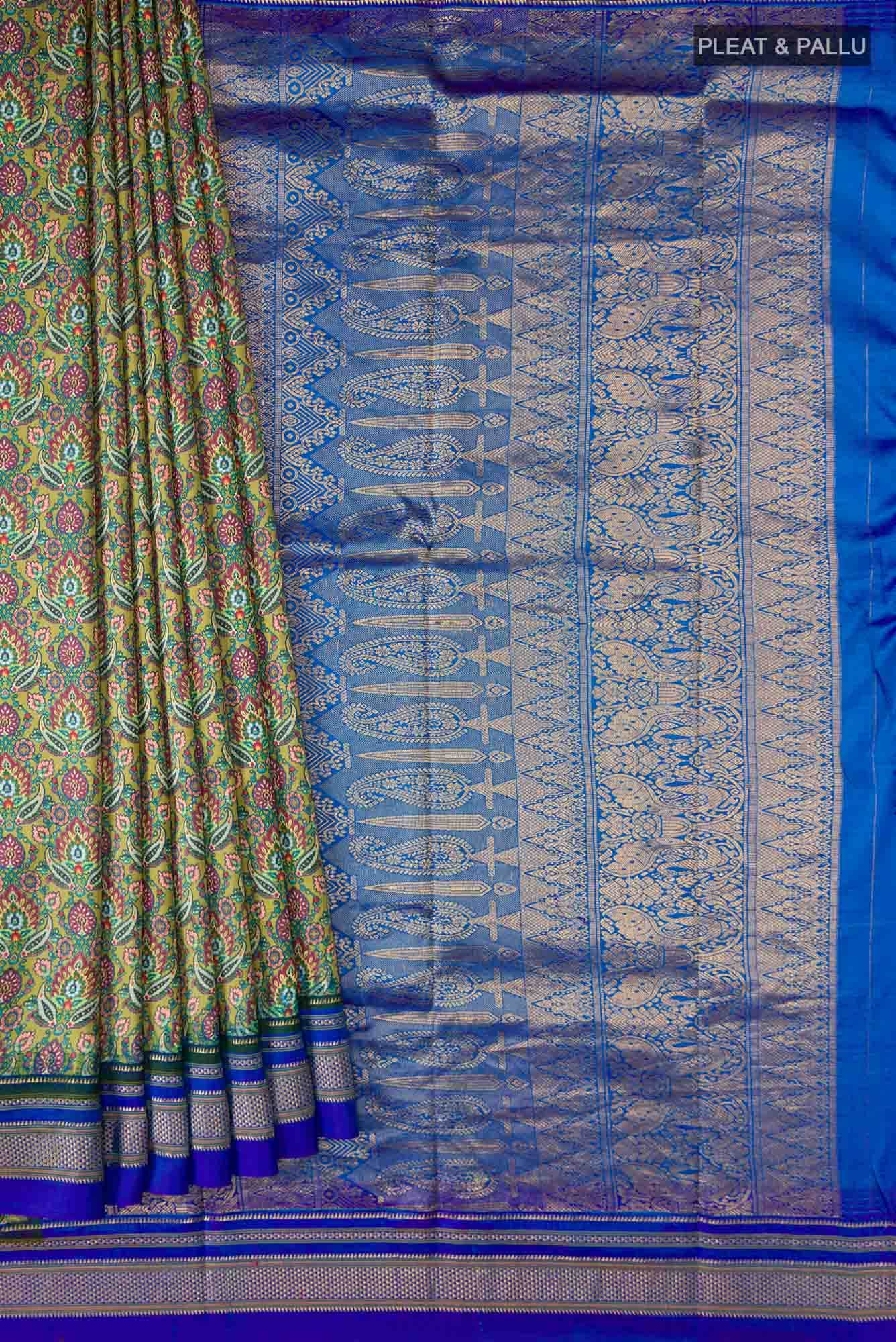 Green Printed Silk Saree - Image 2