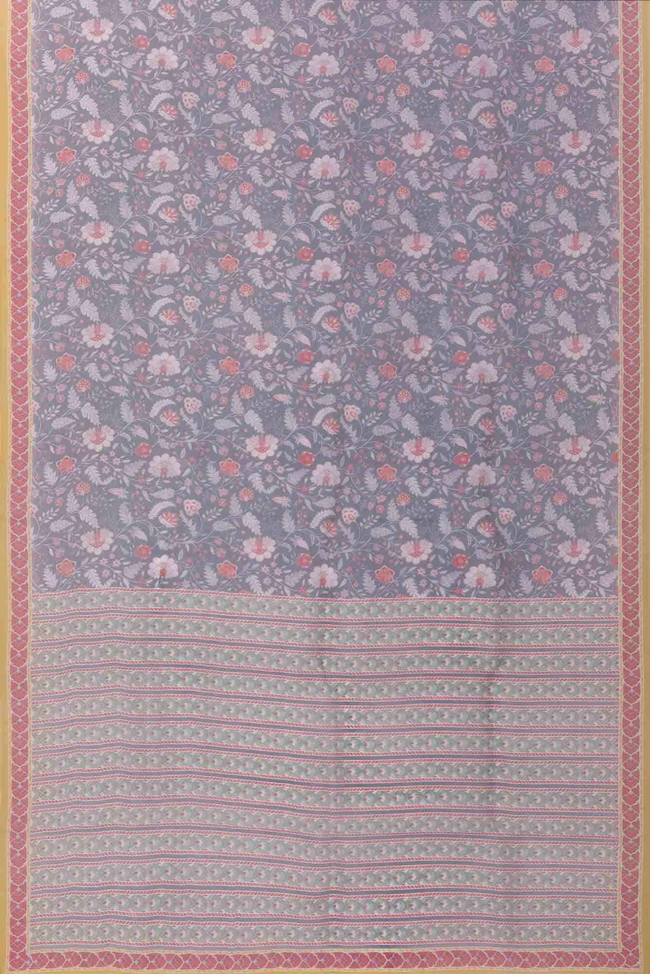 Guldasta Steel grey floral design saree from Chintz Collection, Designed by Nalli - Image 4