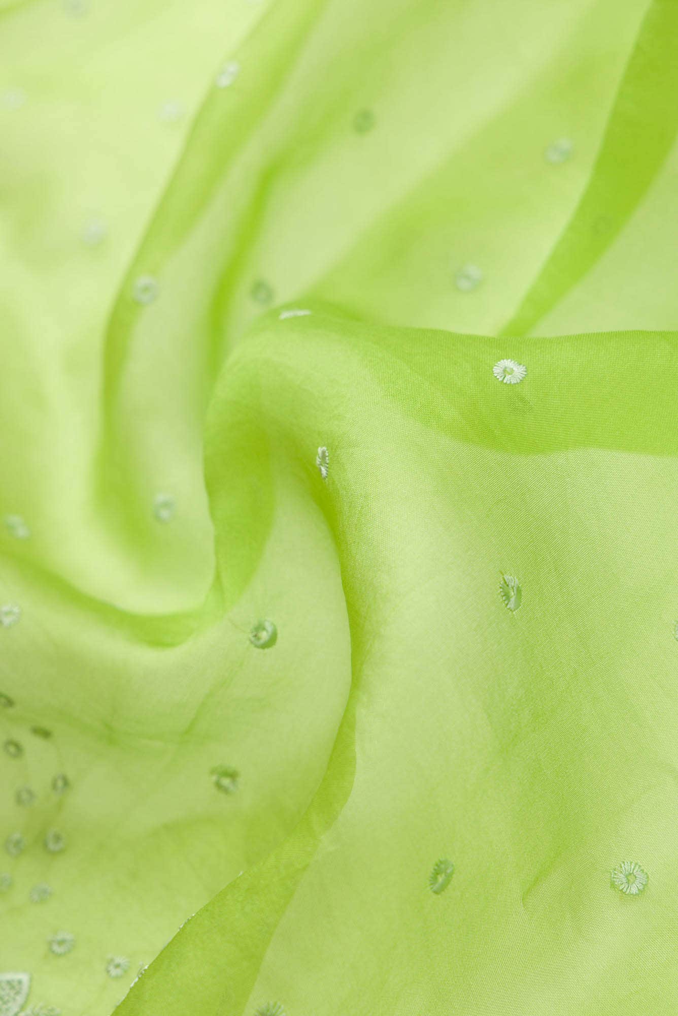 Lovelace Green floral design saree from Embroidered Romance Collection by Nalli - Image 6