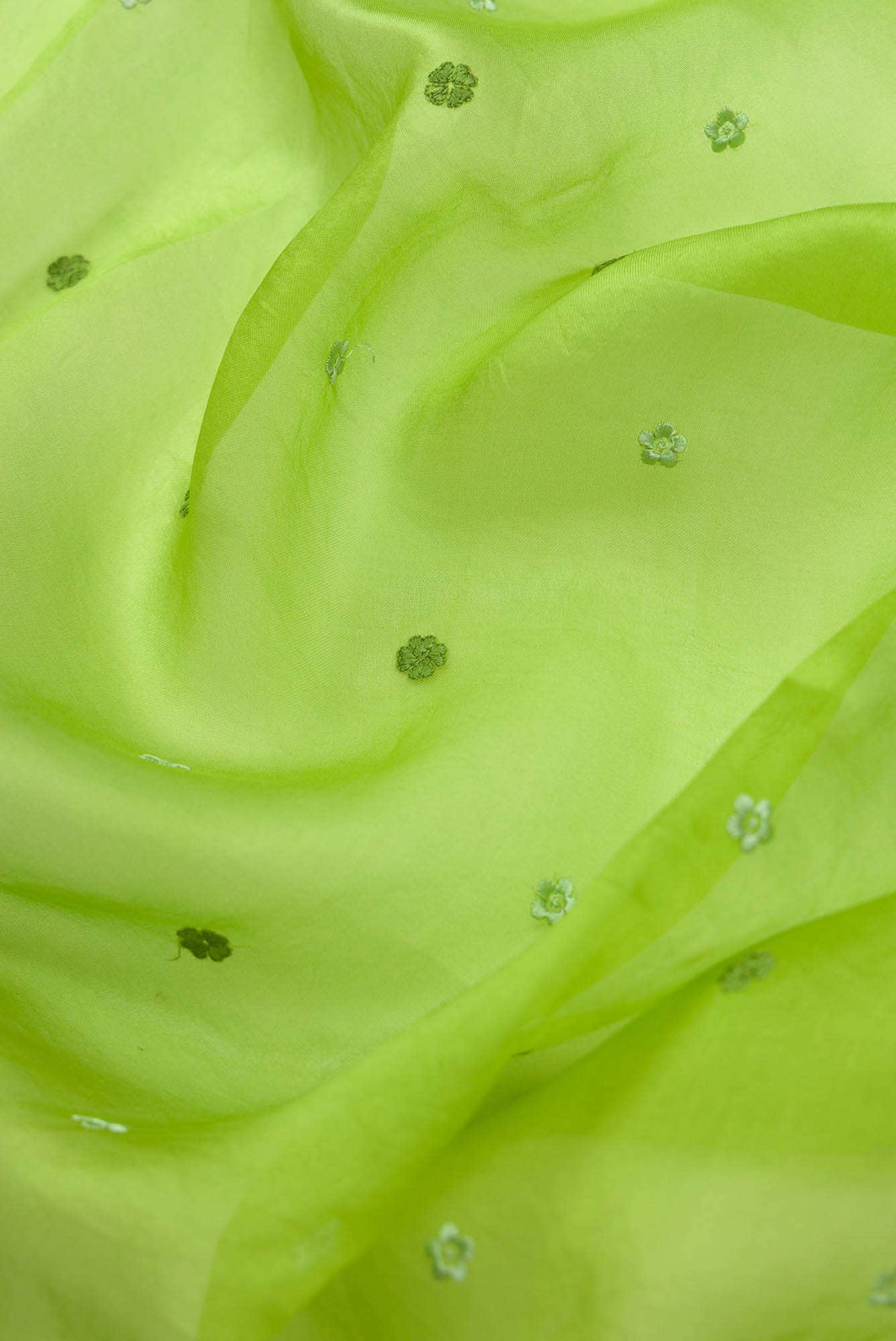 Lover’s lush Green floral design saree from Embroidered Romance Collection by Nalli - Image 3