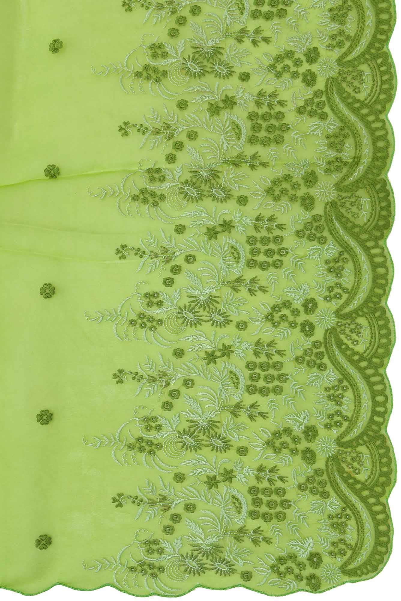 Lover’s lush Green floral design saree from Embroidered Romance Collection by Nalli - Image 6