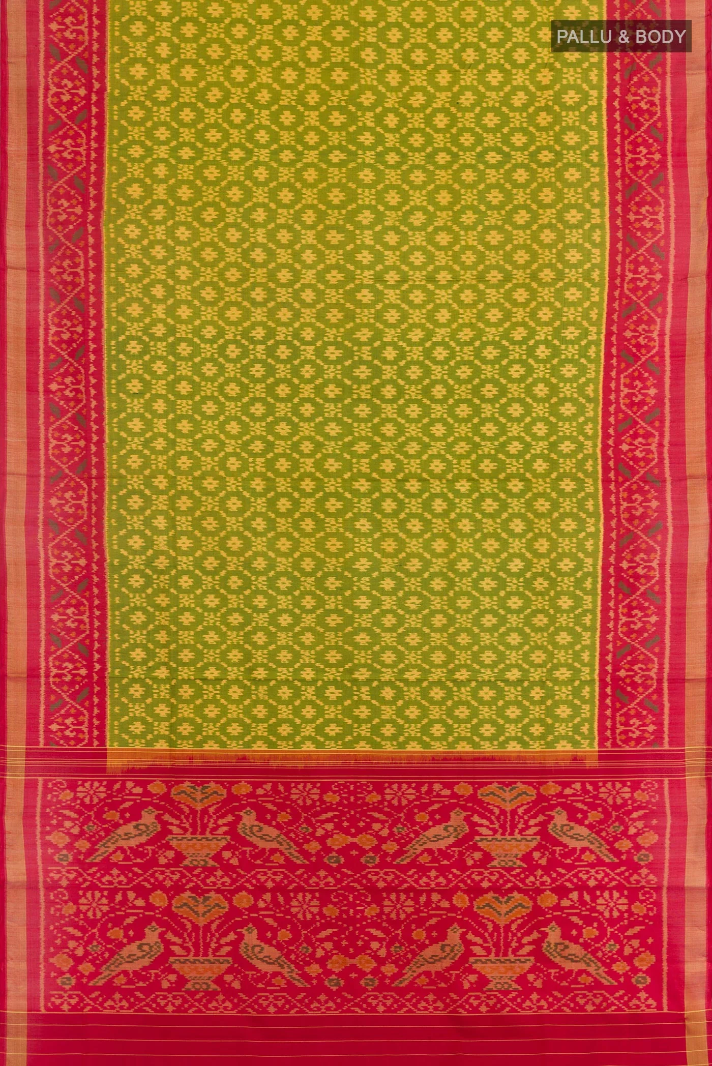 Green Rajkot Patola Silk Saree - Image 3