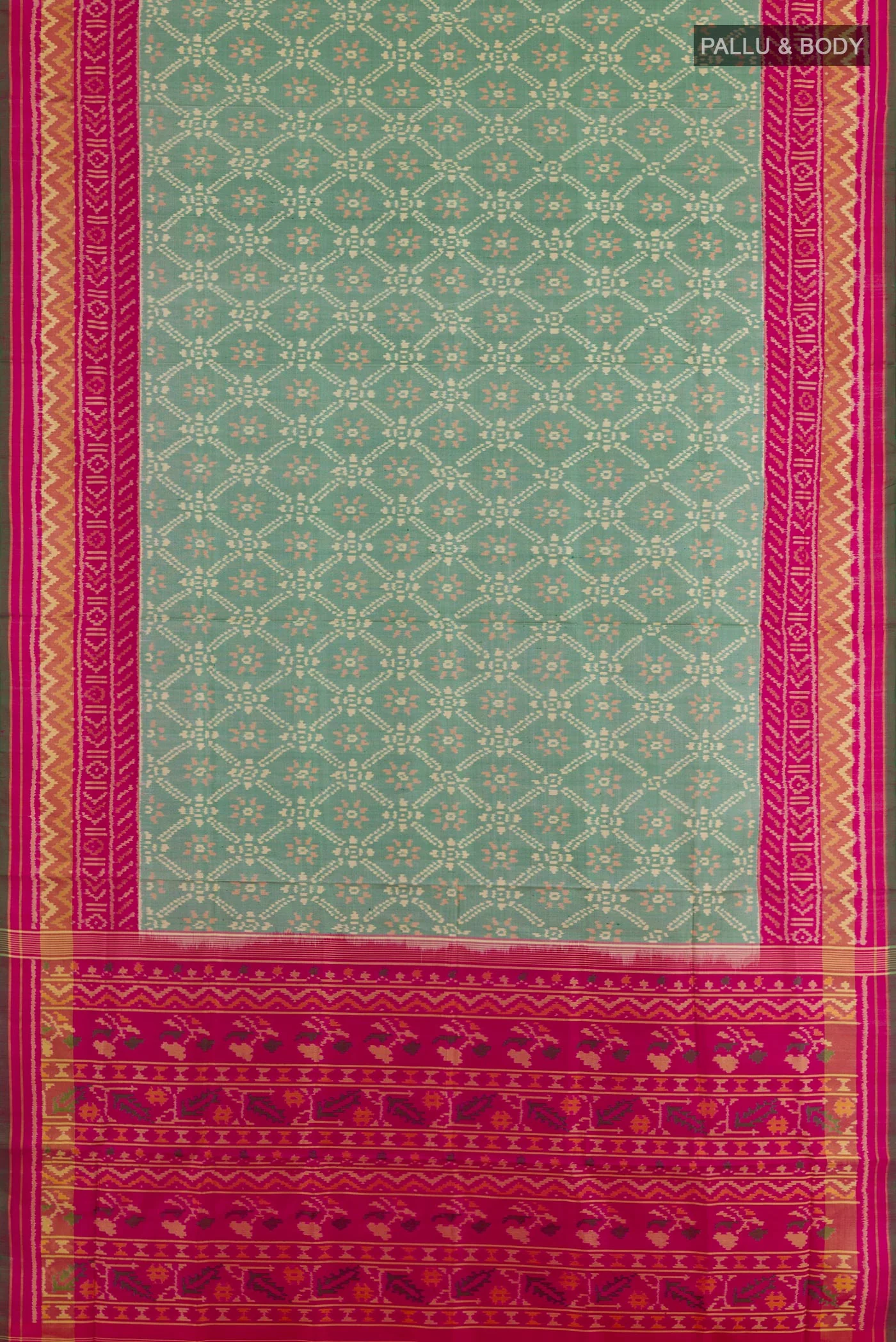 Green Rajkot Patola Silk Saree - Image 3