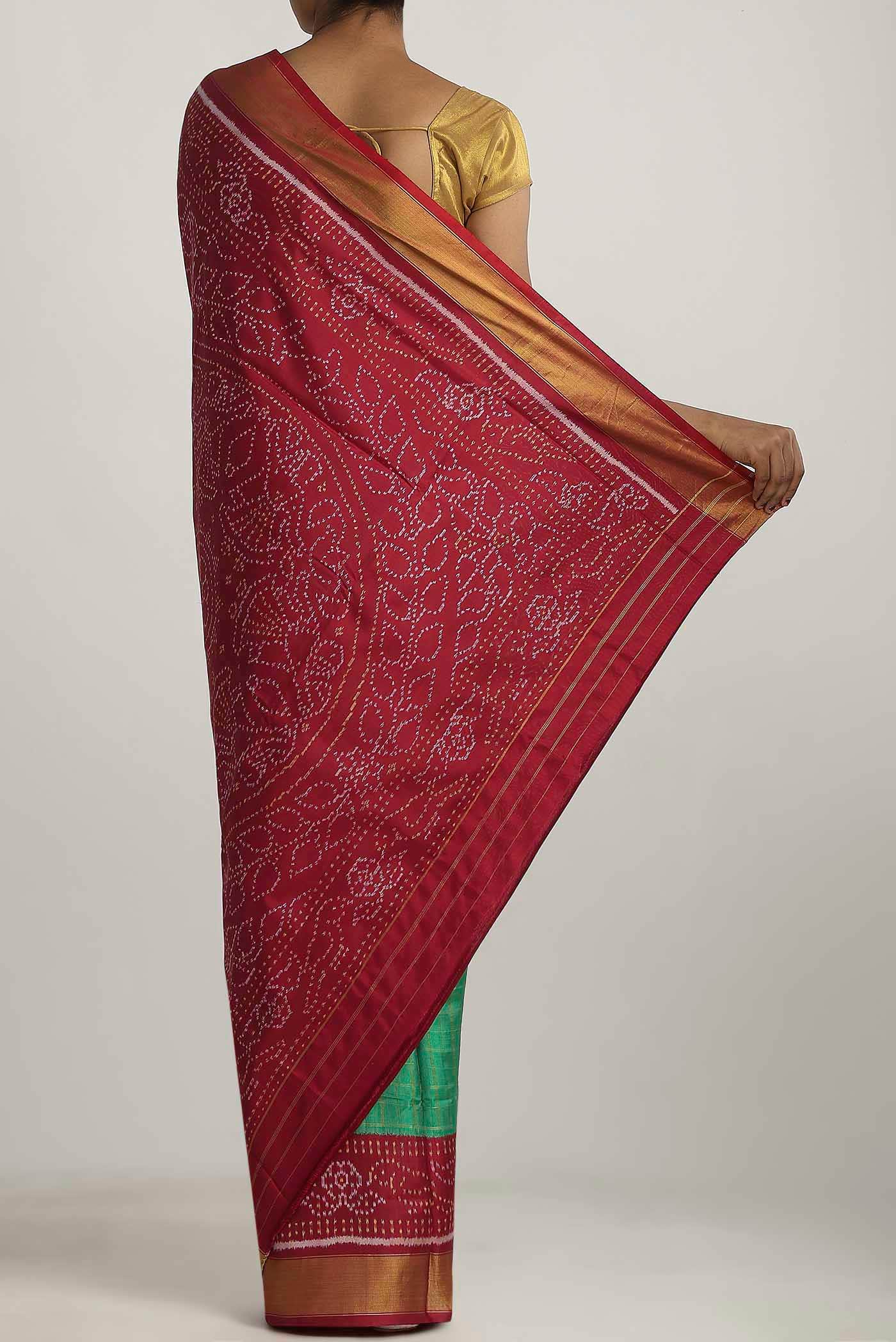Green Rajkot Patola Silk Saree - Image 2