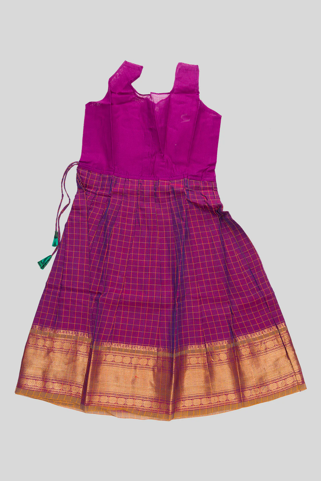 Green Readymade Cotton Pavadai Set | Lehanga & Blouse - Image 5