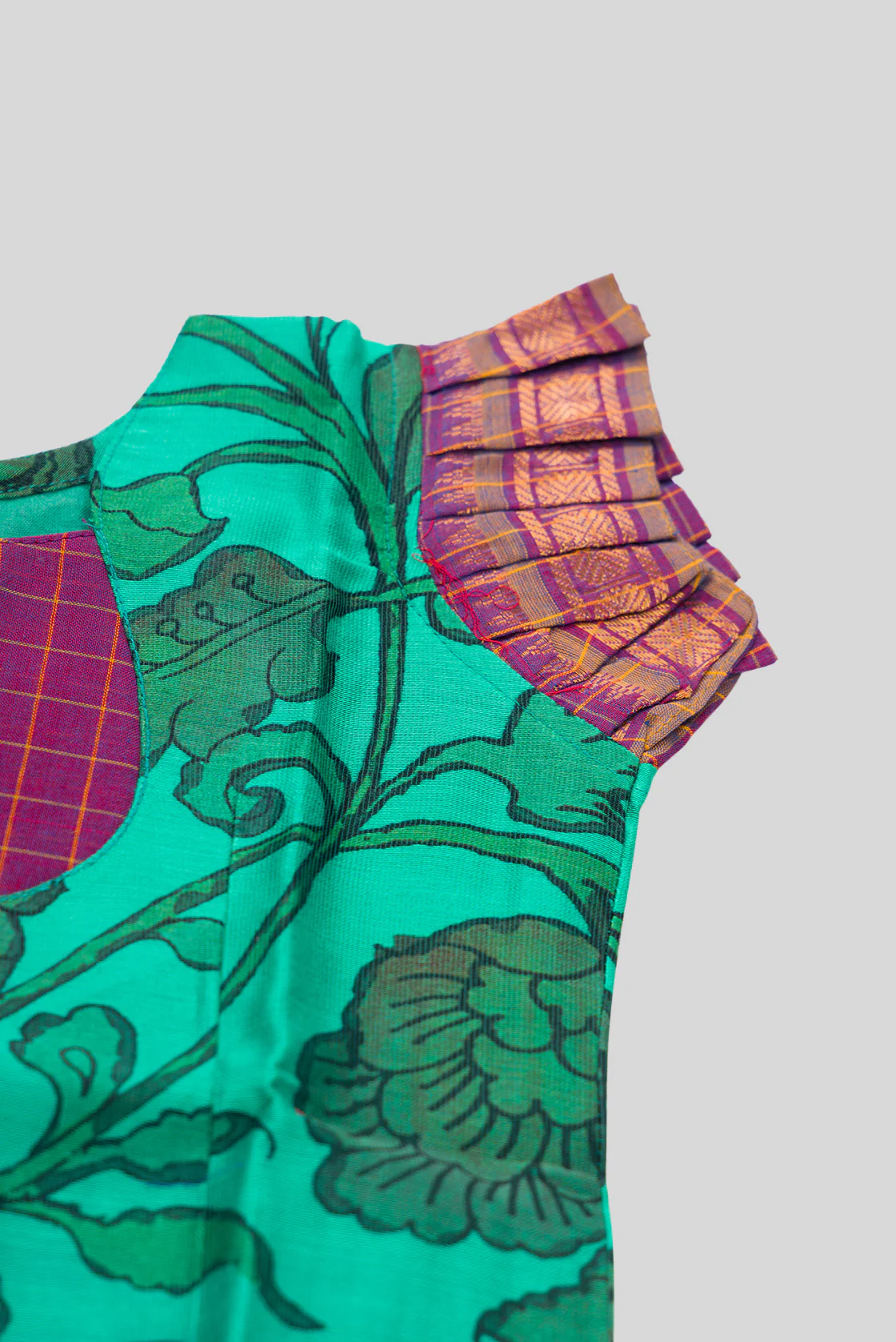 Green Readymade Cotton Pavadai Set | Lehanga & Blouse - Image 7