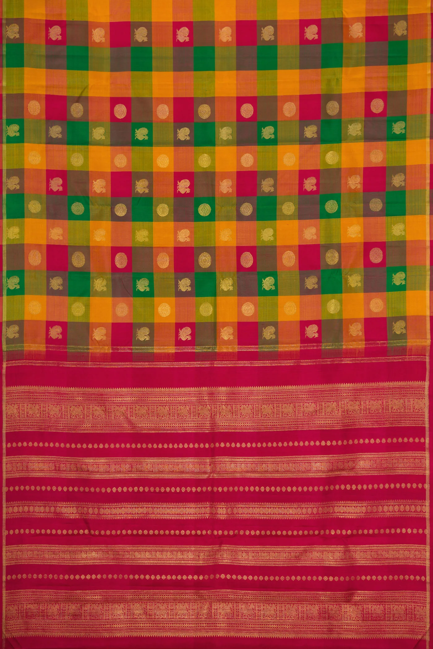 Pure Silk Pure Zari Multi Color Kanchipuram Saree - Image 5