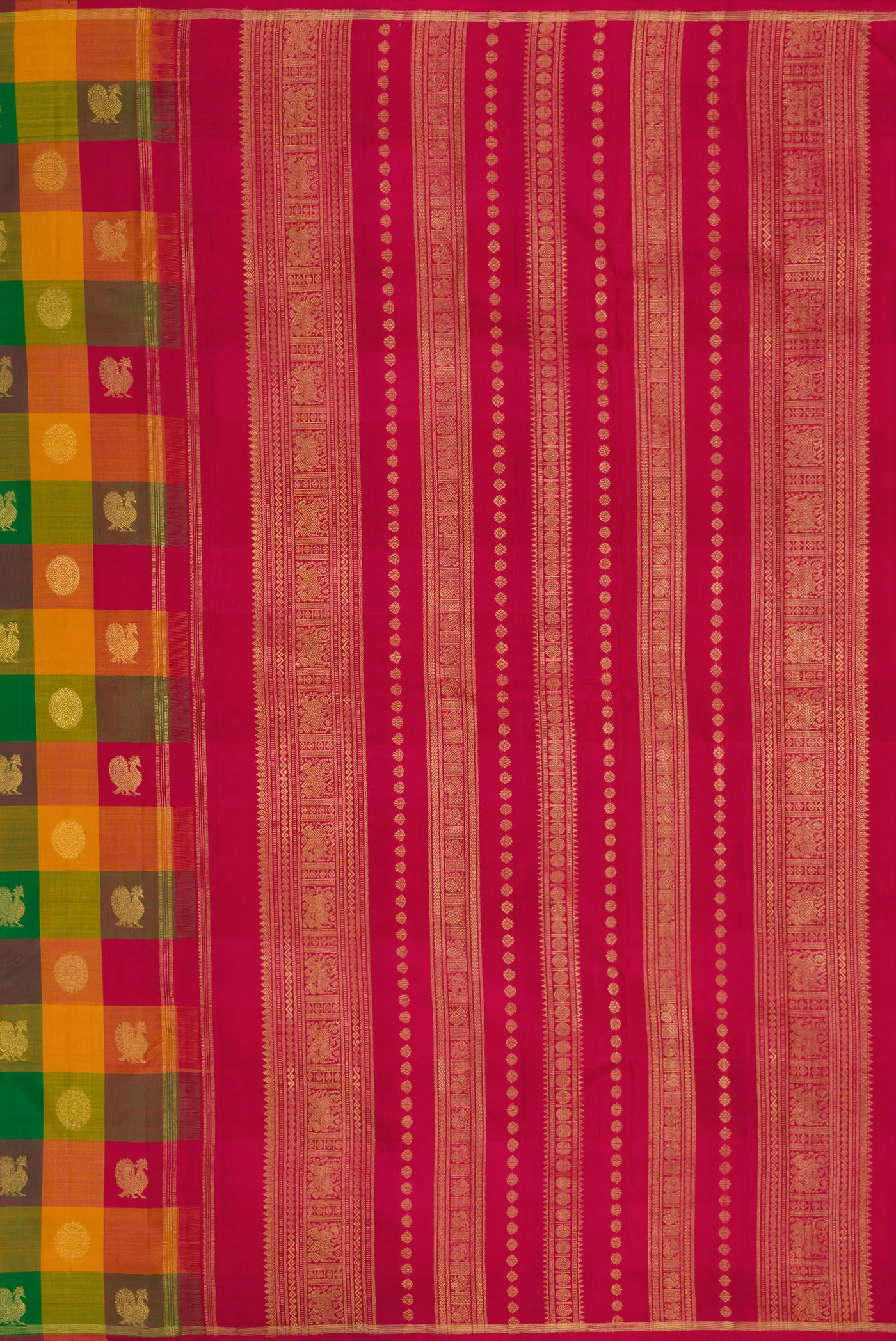 Pure Silk Pure Zari Multi Color Kanchipuram Saree - Image 6