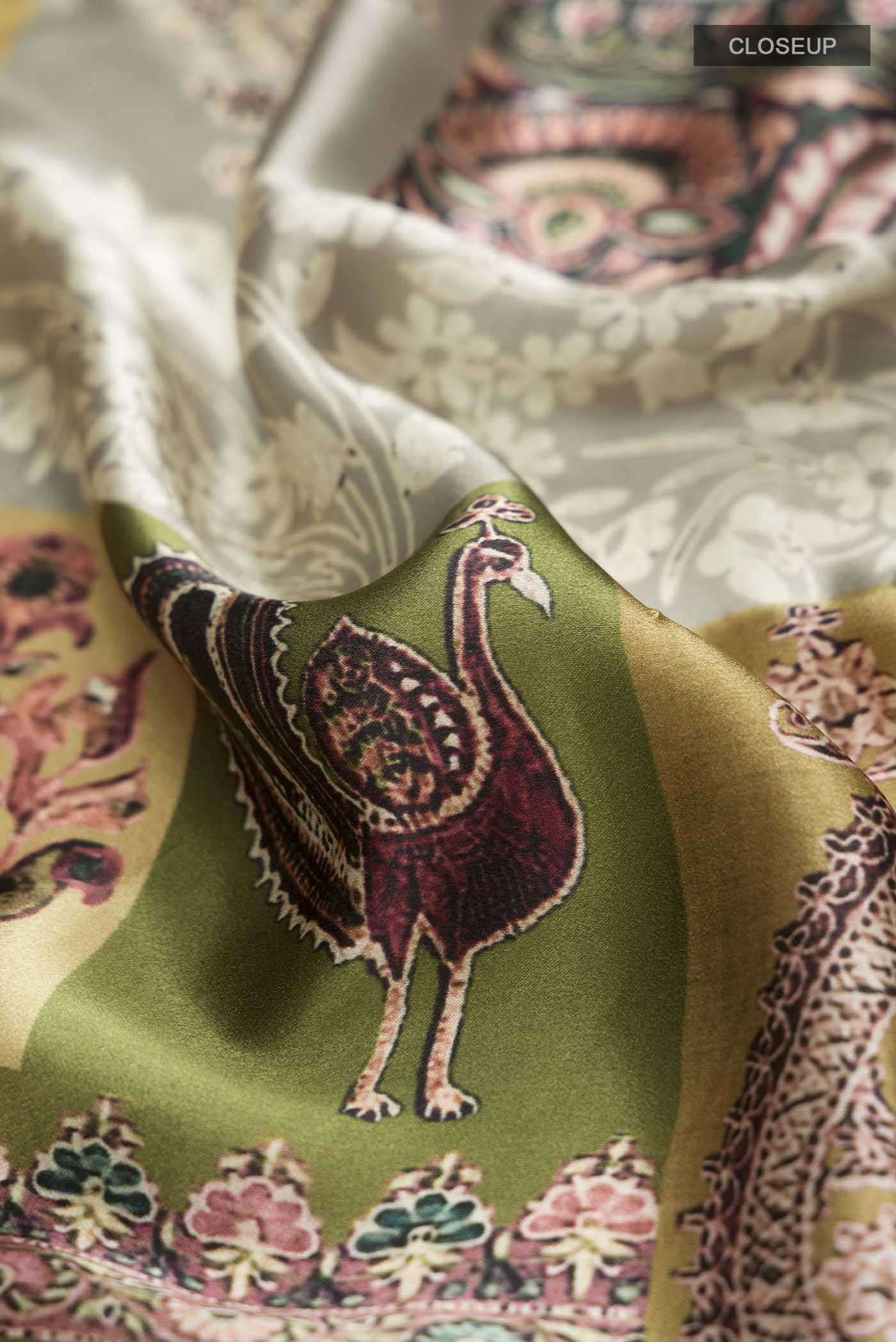 Green Satin Silk Saree - Image 2