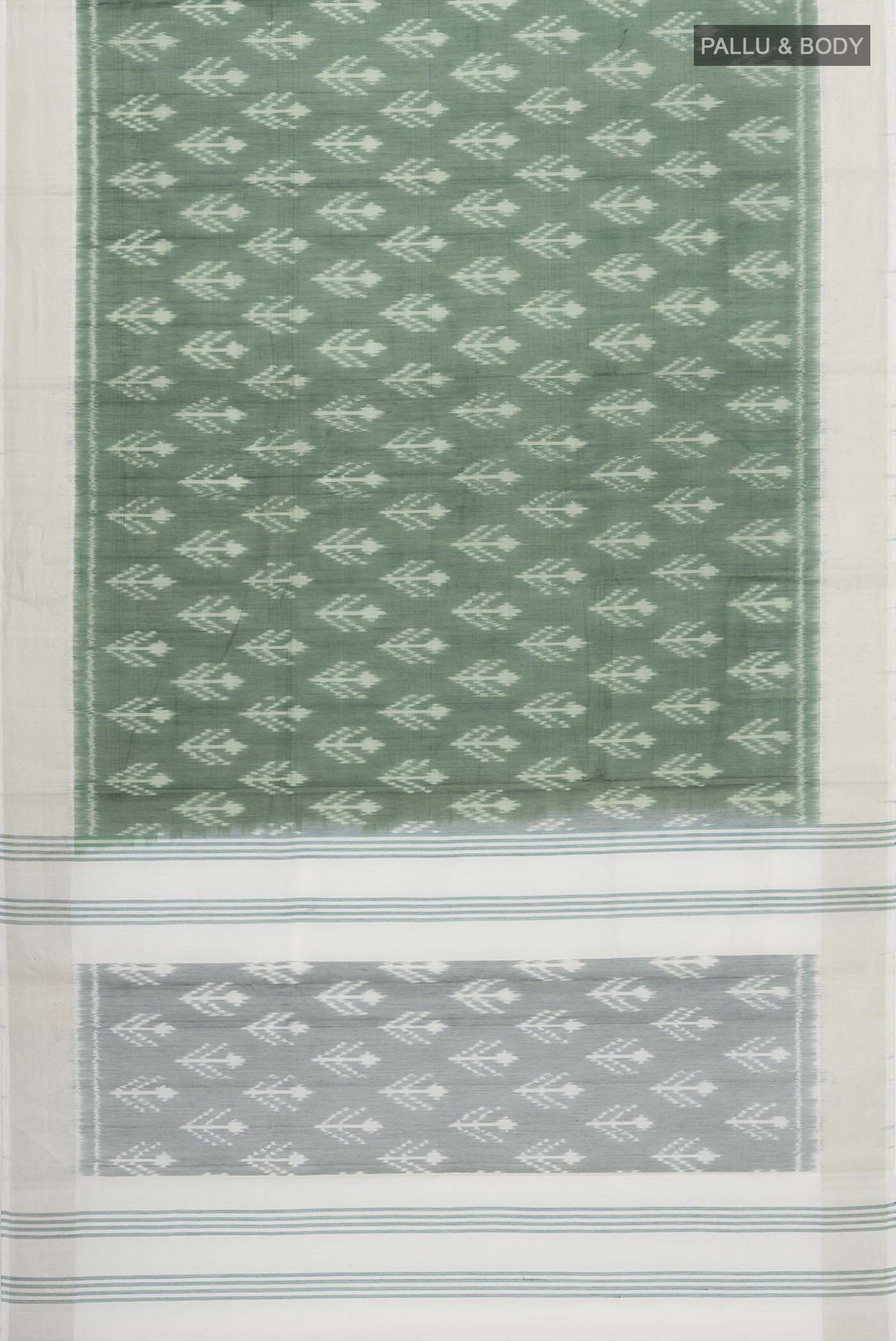 Green Silk Cotton Saree - Image 3