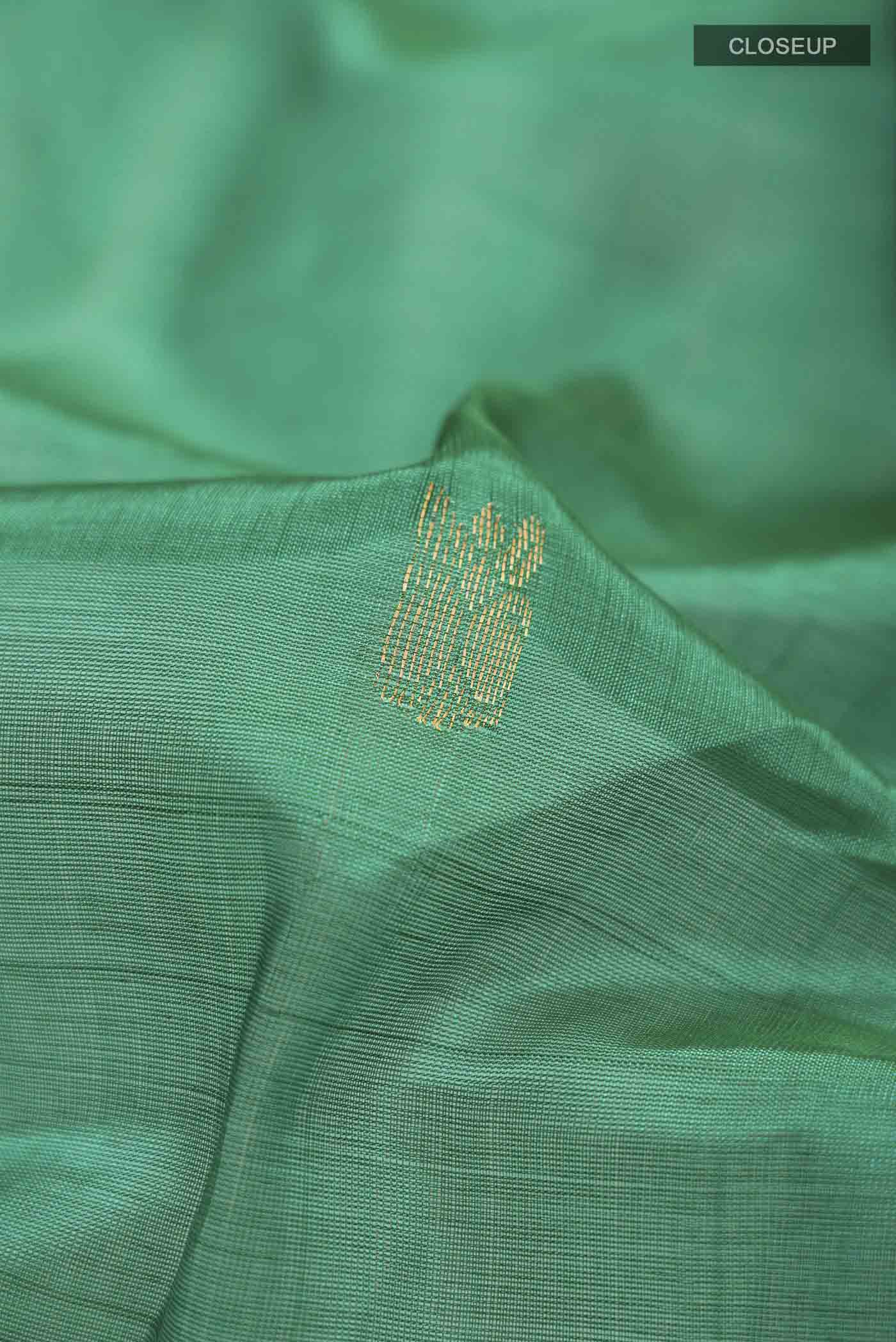 Green Silk Cotton Saree - Image 2