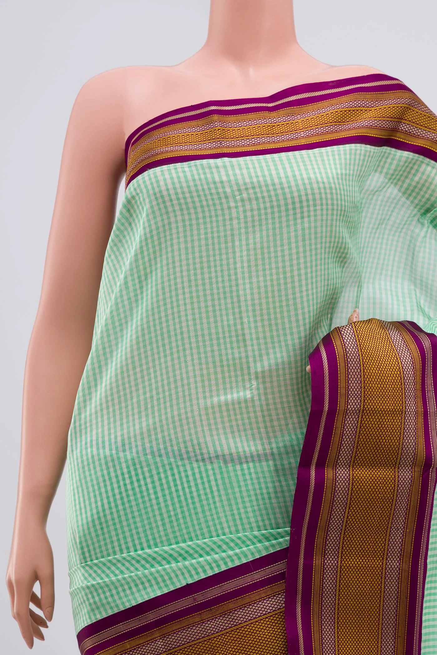 Sea Green Silk Cotton Saree - Image 2