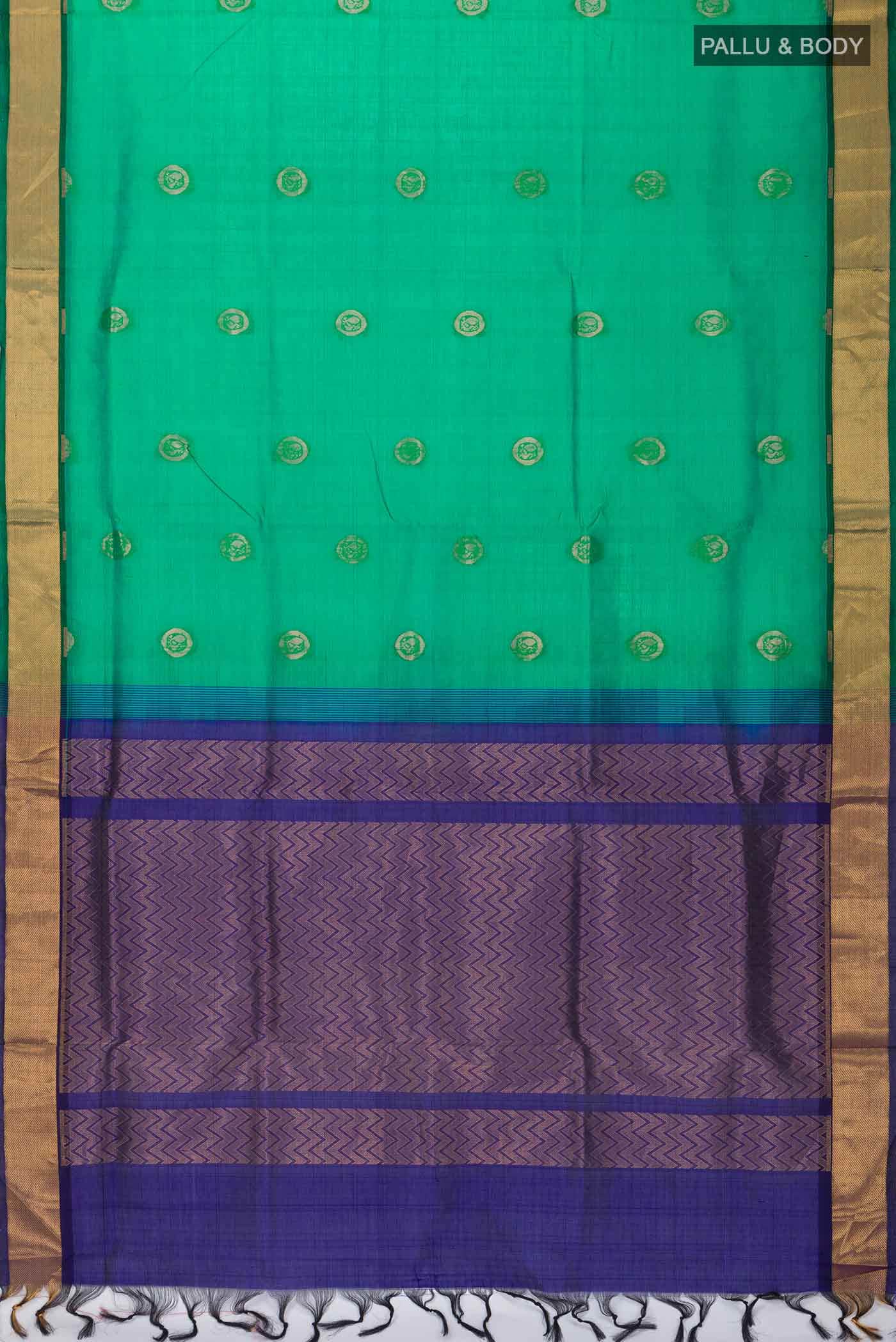 Green Silk Cotton Saree - Image 2