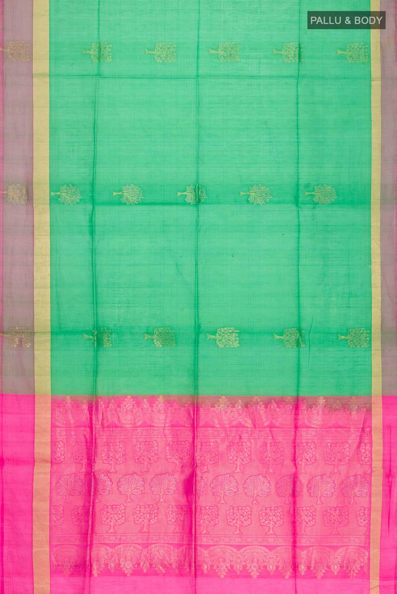 Green Silk Cotton Saree - Image 2