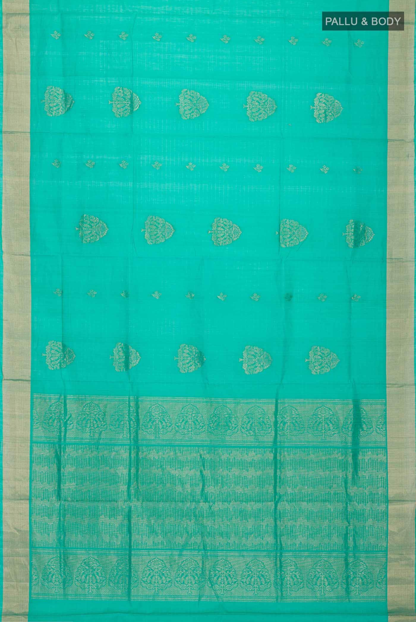 Green Silk Cotton Saree - Image 2