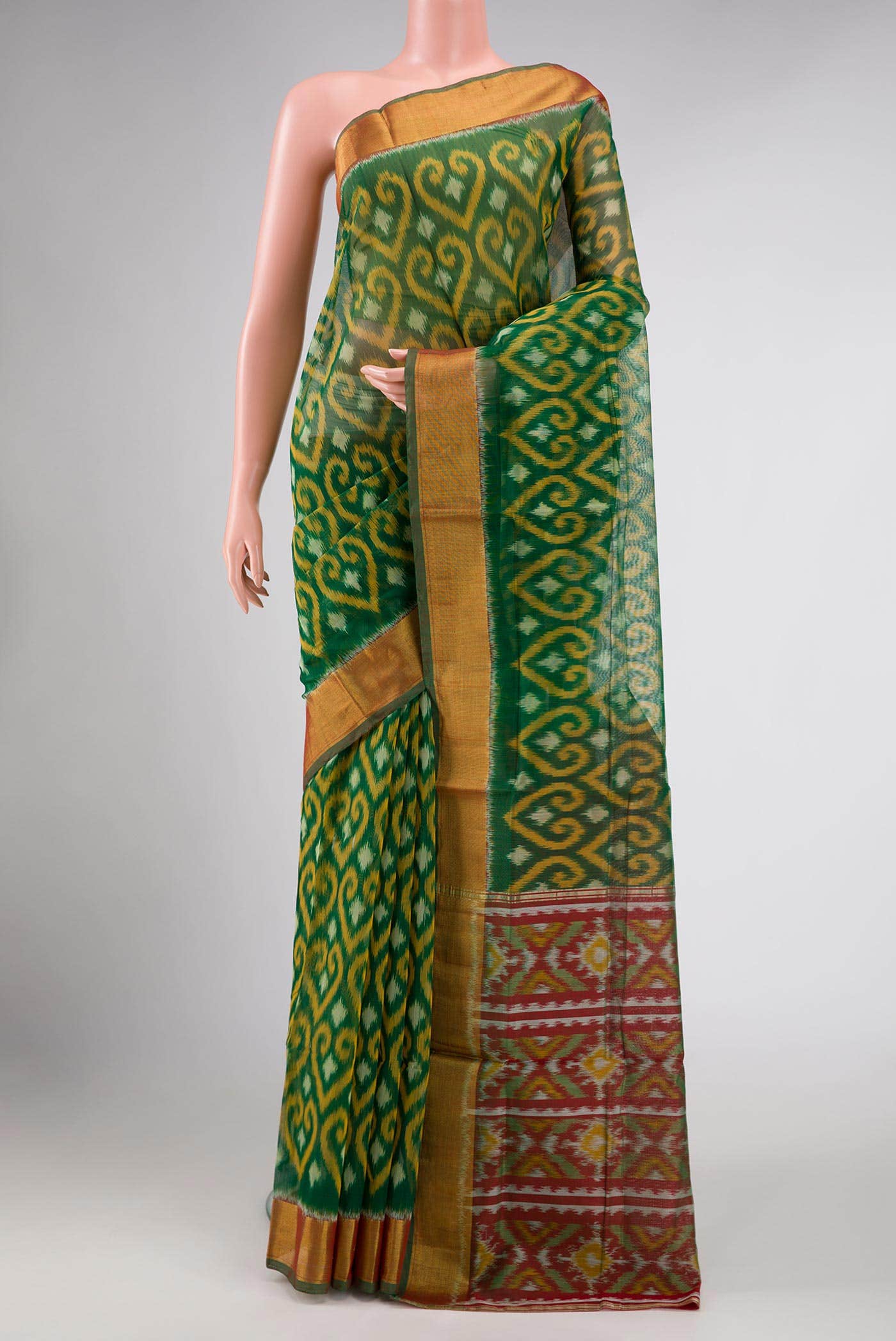 Green Silk Cotton Saree