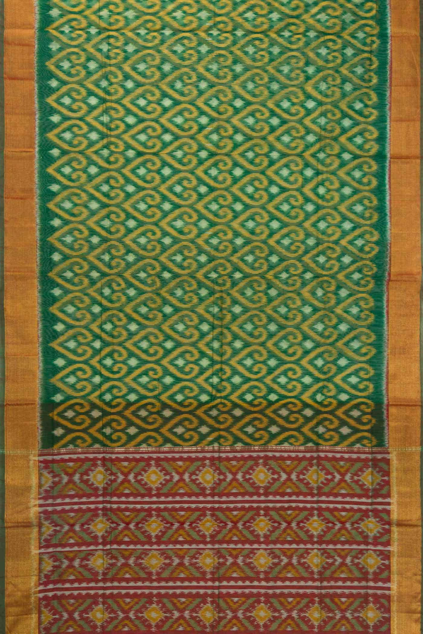 Green Silk Cotton Saree - Image 2