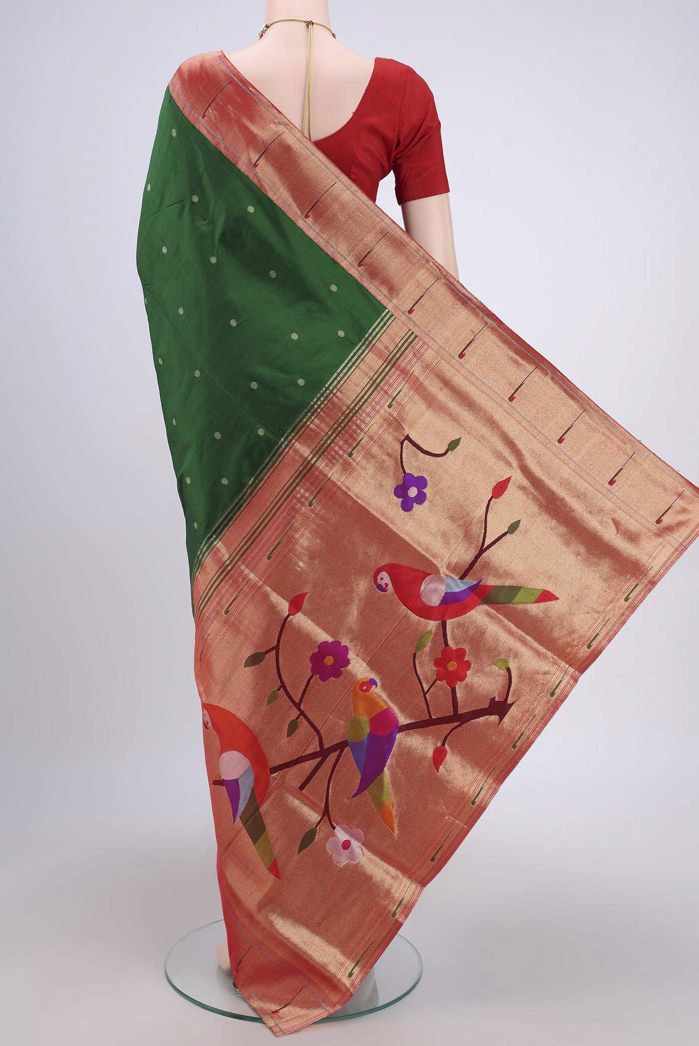 Green Paithani Silk Saree - Image 3