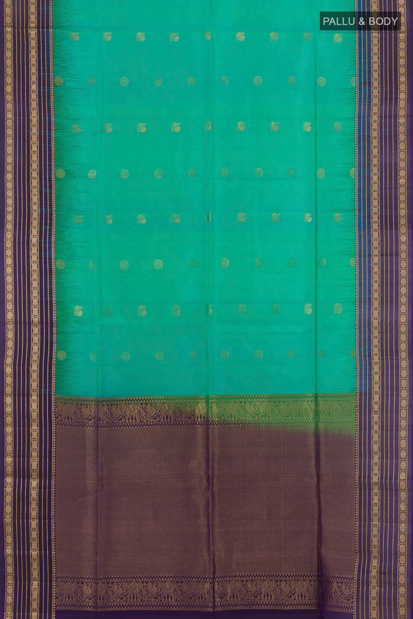 Turquoise Soft Silk Saree - Image 3