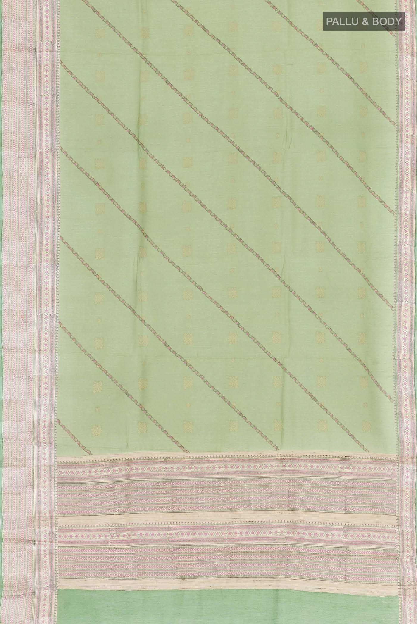 Green Tussar Saree - Image 4