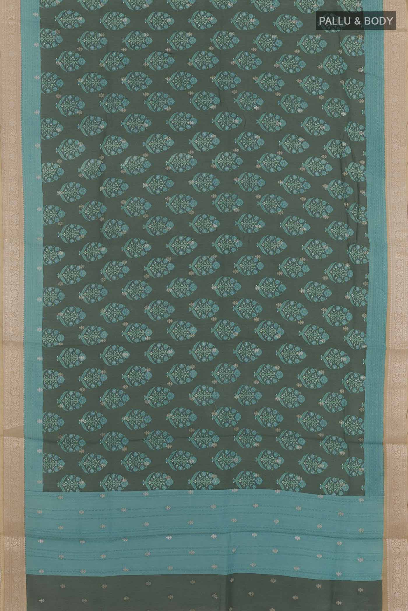 Green Tussar Saree - Image 3