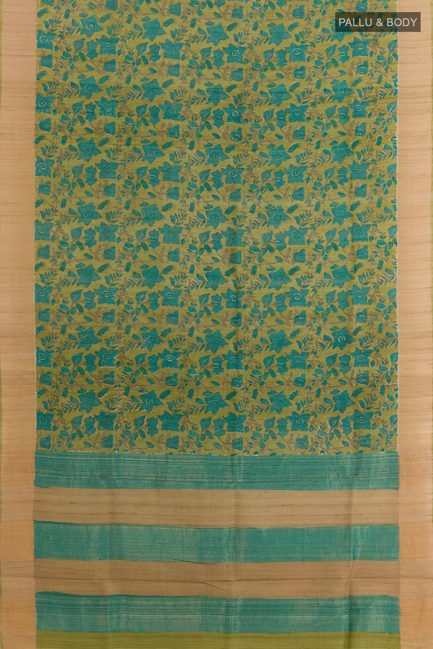Green Tussar Silk Saree - Image 3