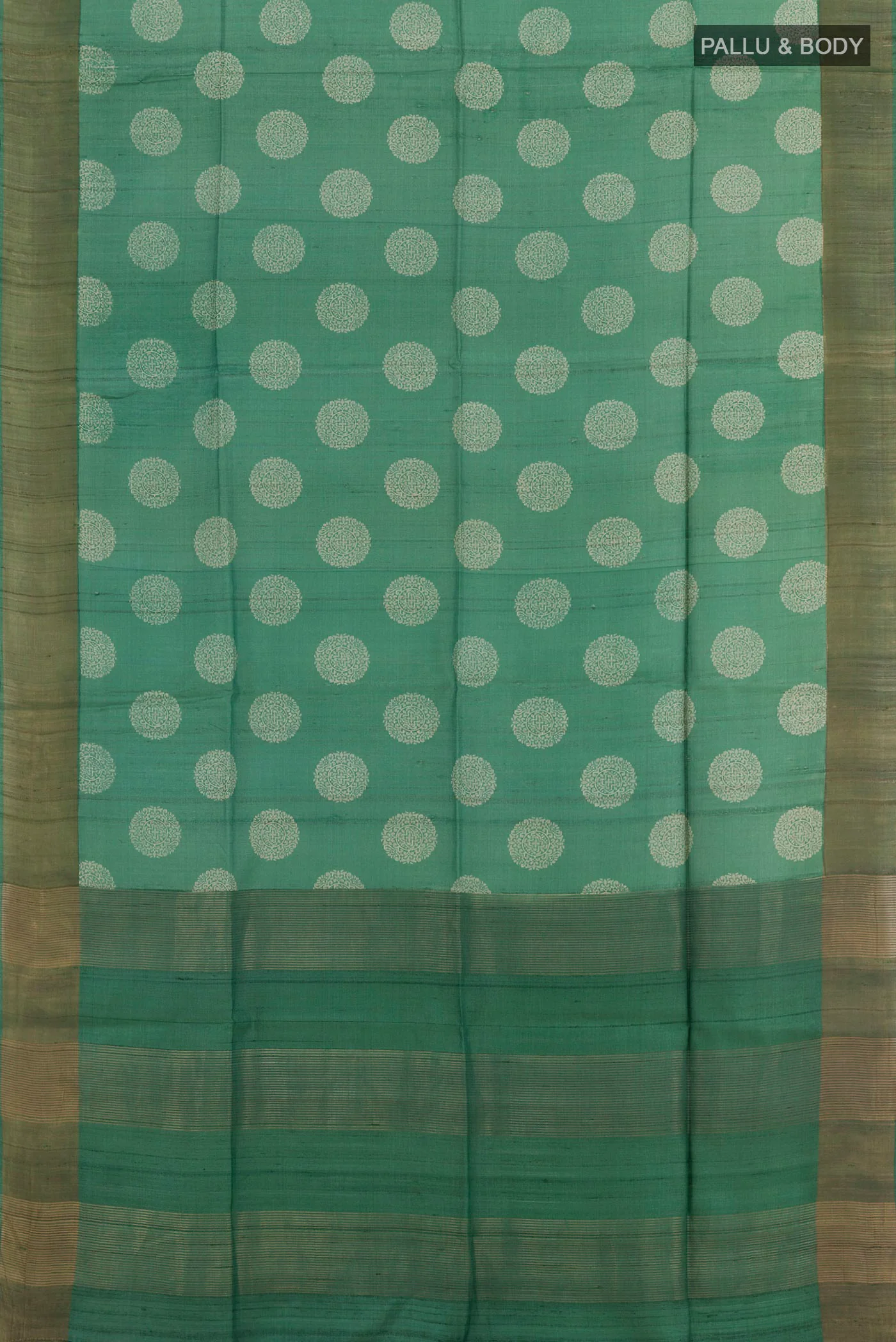 Green Tussar Silk Saree - Image 3