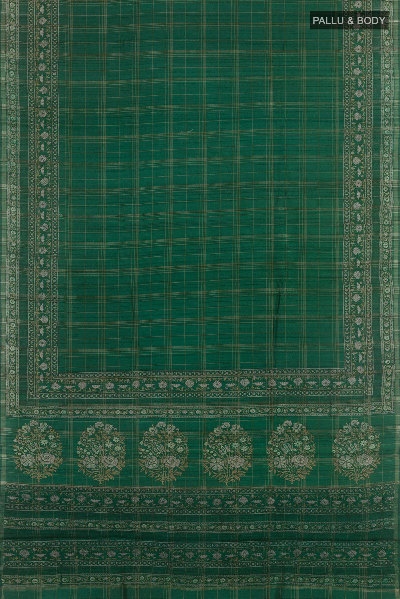 Green Tussar Silk Saree - Image 3