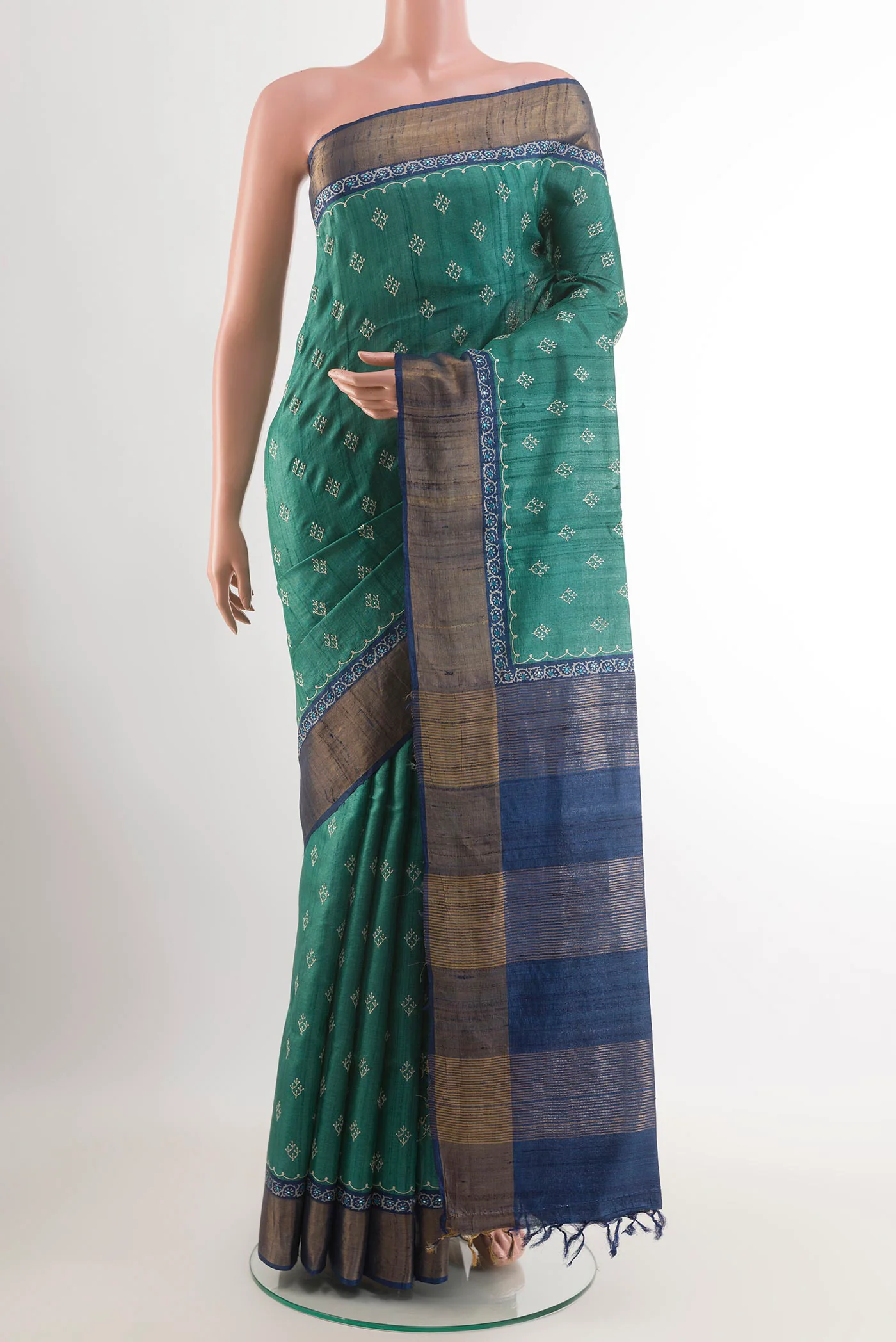 Green Tussar Silk Saree