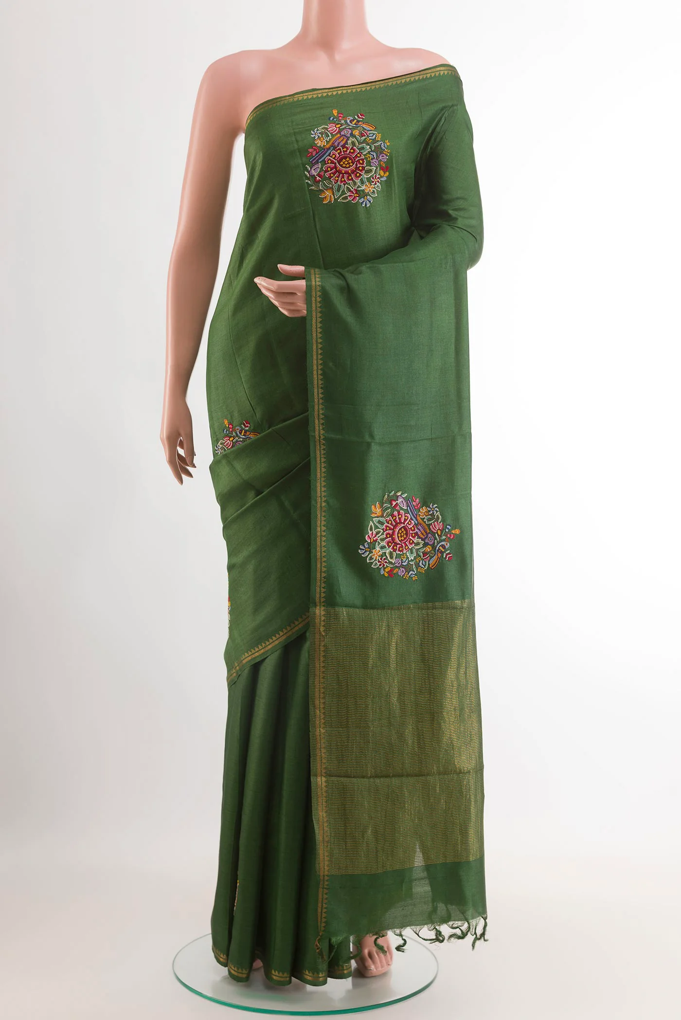 Green Tussar Silk Saree