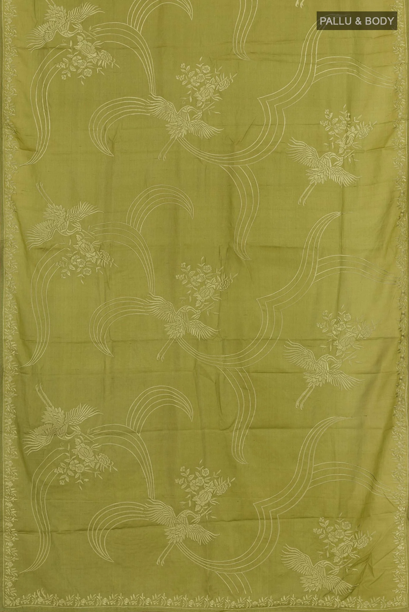 Green Tussar Silk Saree - Image 3