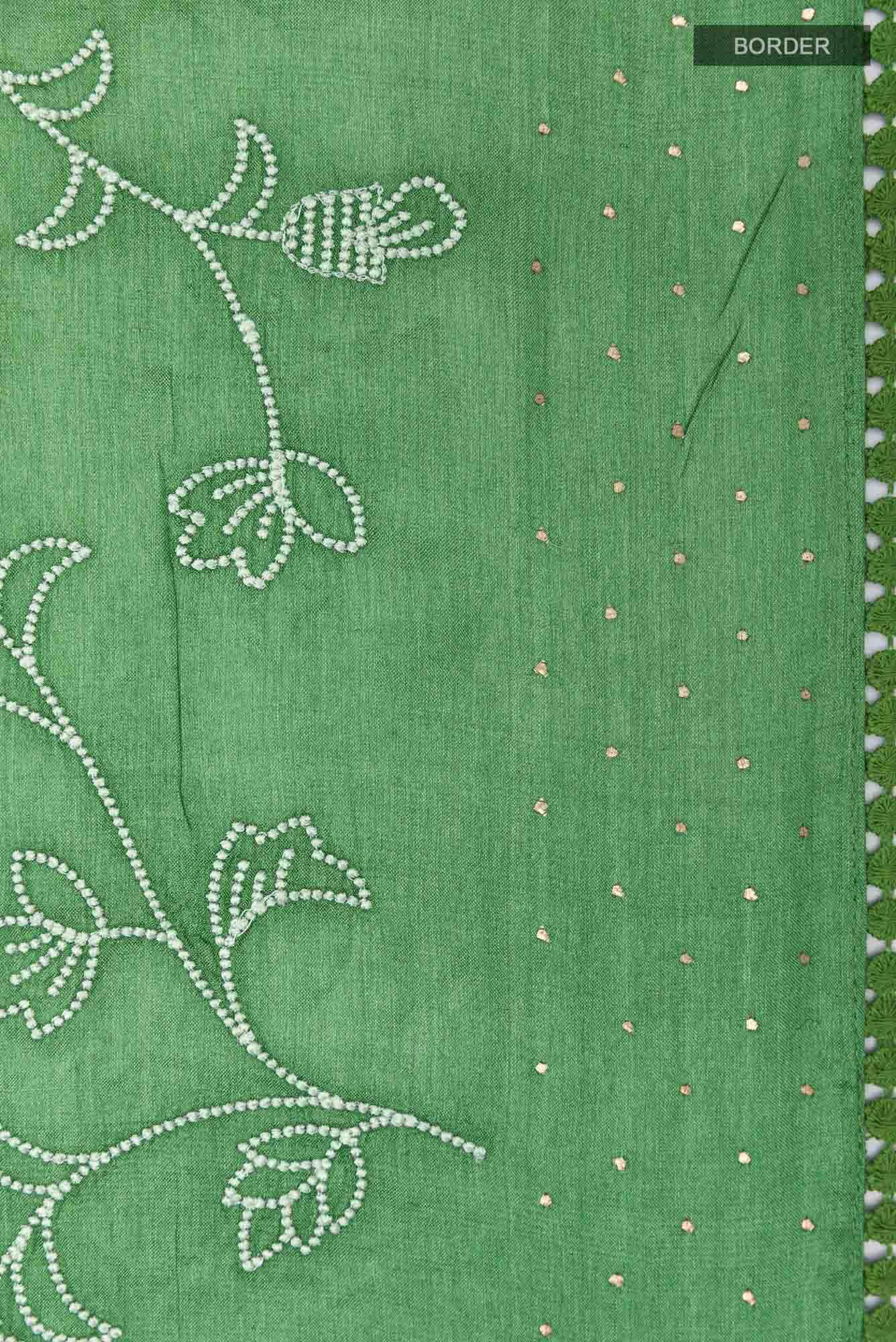 Green Tussar Saree - Image 4